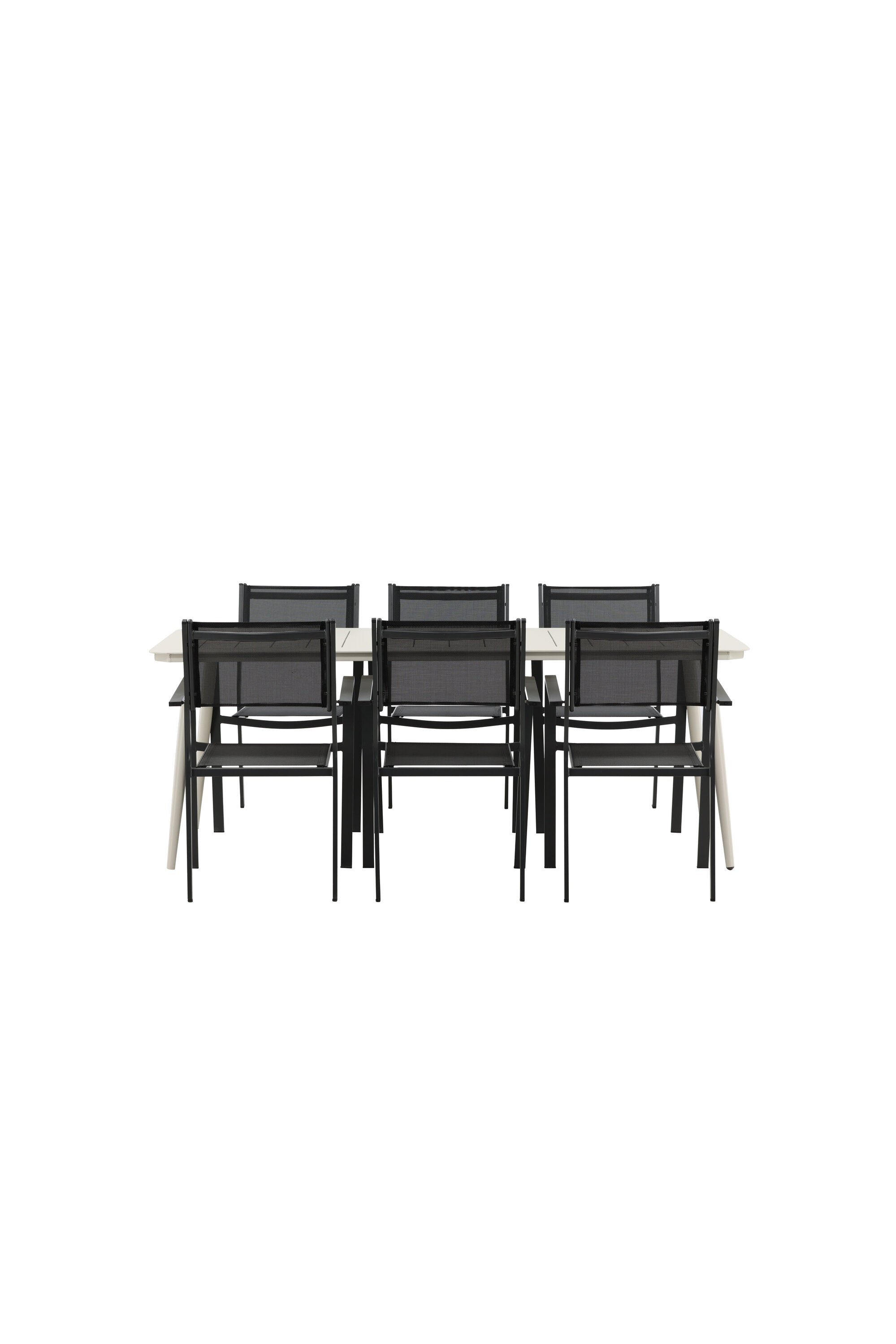 Lina Outdoor-Tischset + Copacabana 200cm/6St. in Schwarz präsentiert im Onlineshop von KAQTU Design AG. Gartentischset ist von Venture Home