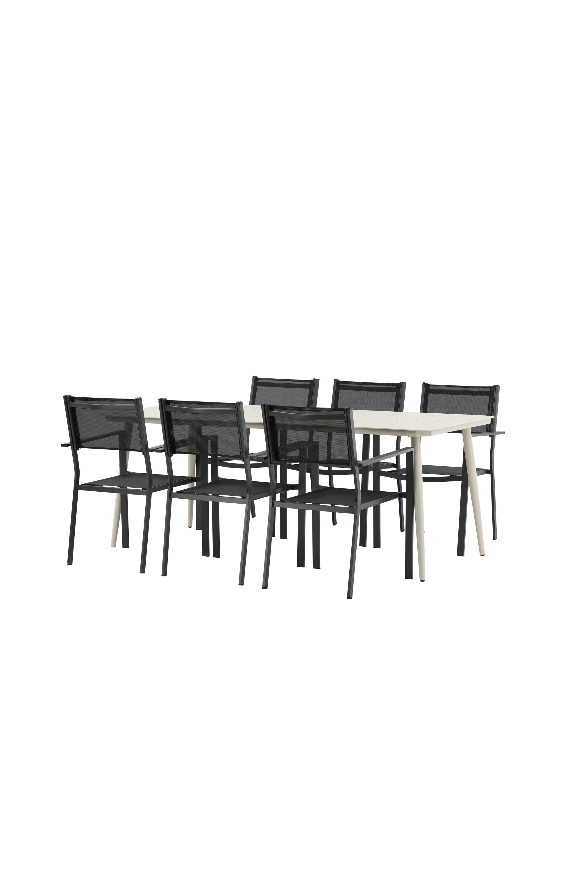 Lina Outdoor-Tischset + Copacabana 200cm/6St. in Schwarz präsentiert im Onlineshop von KAQTU Design AG. Gartentischset ist von Venture Home