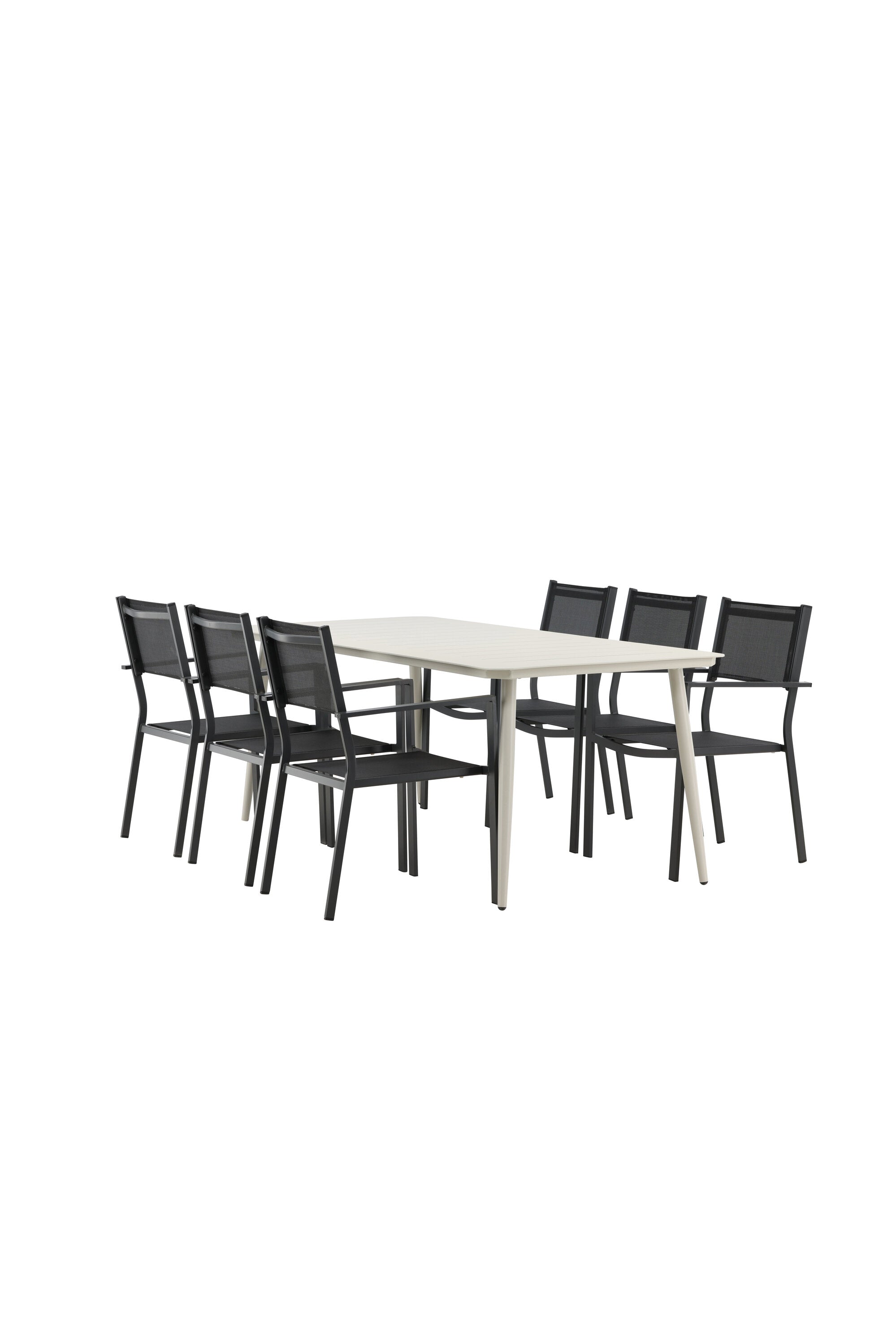 Lina Outdoor-Tischset + Copacabana 200cm/6St. in Schwarz präsentiert im Onlineshop von KAQTU Design AG. Gartentischset ist von Venture Home
