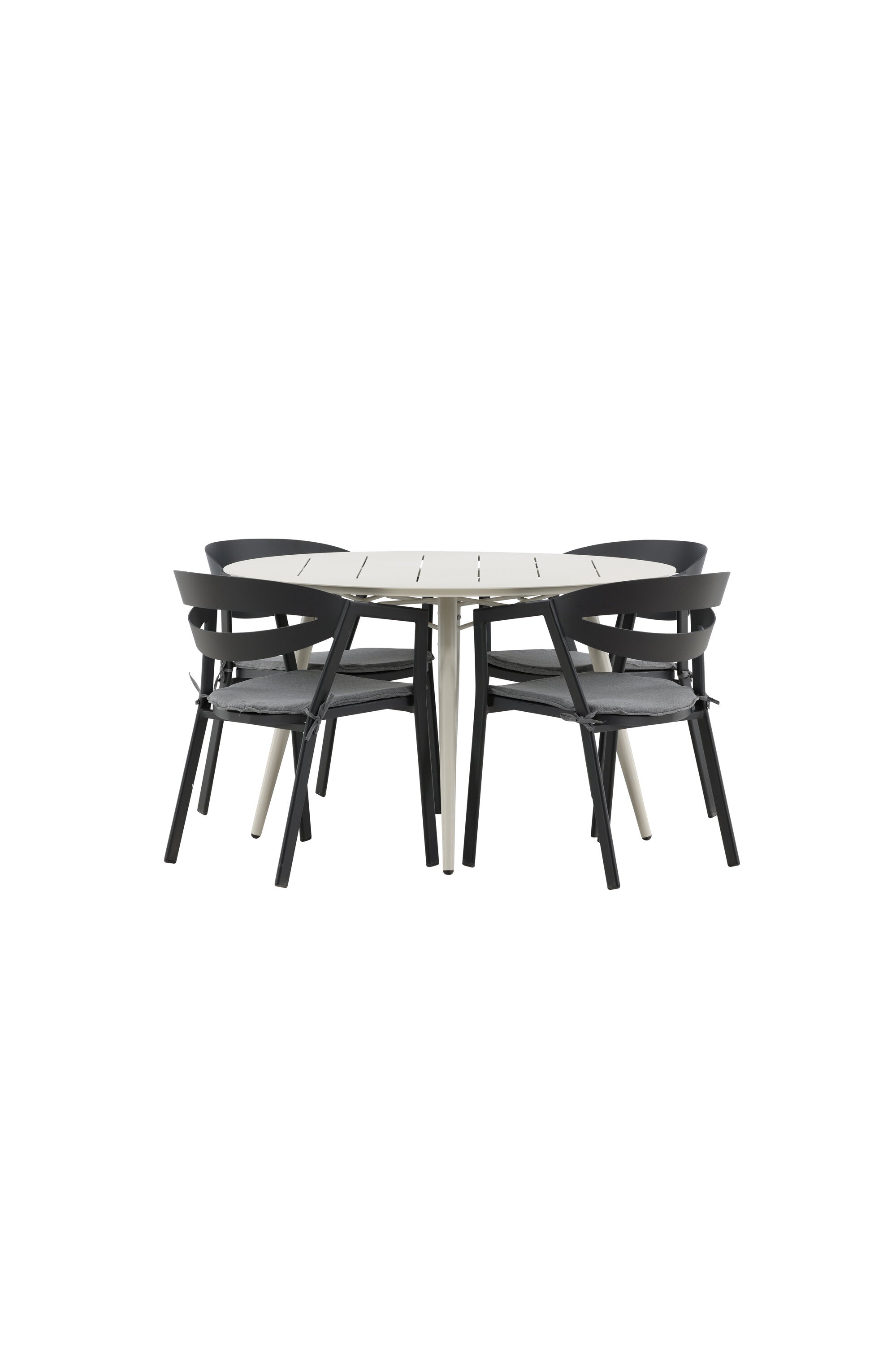 Lina Outdoor-Tischset + Slit ⌀120cm/4St. in Schwarz präsentiert im Onlineshop von KAQTU Design AG. Gartentischset ist von Venture Home