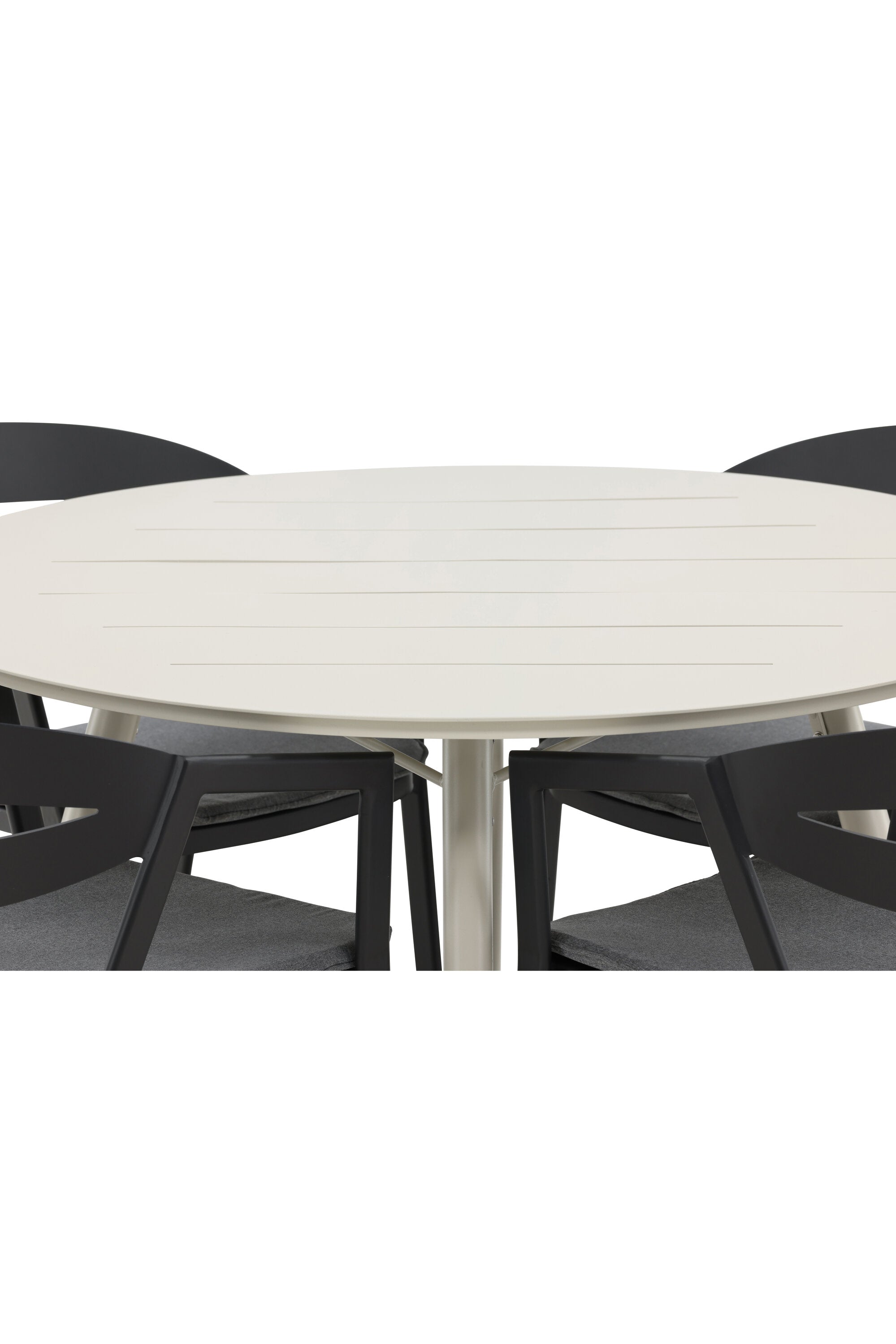 Lina Outdoor-Tischset + Slit ⌀120cm/4St. in Schwarz präsentiert im Onlineshop von KAQTU Design AG. Gartentischset ist von Venture Home