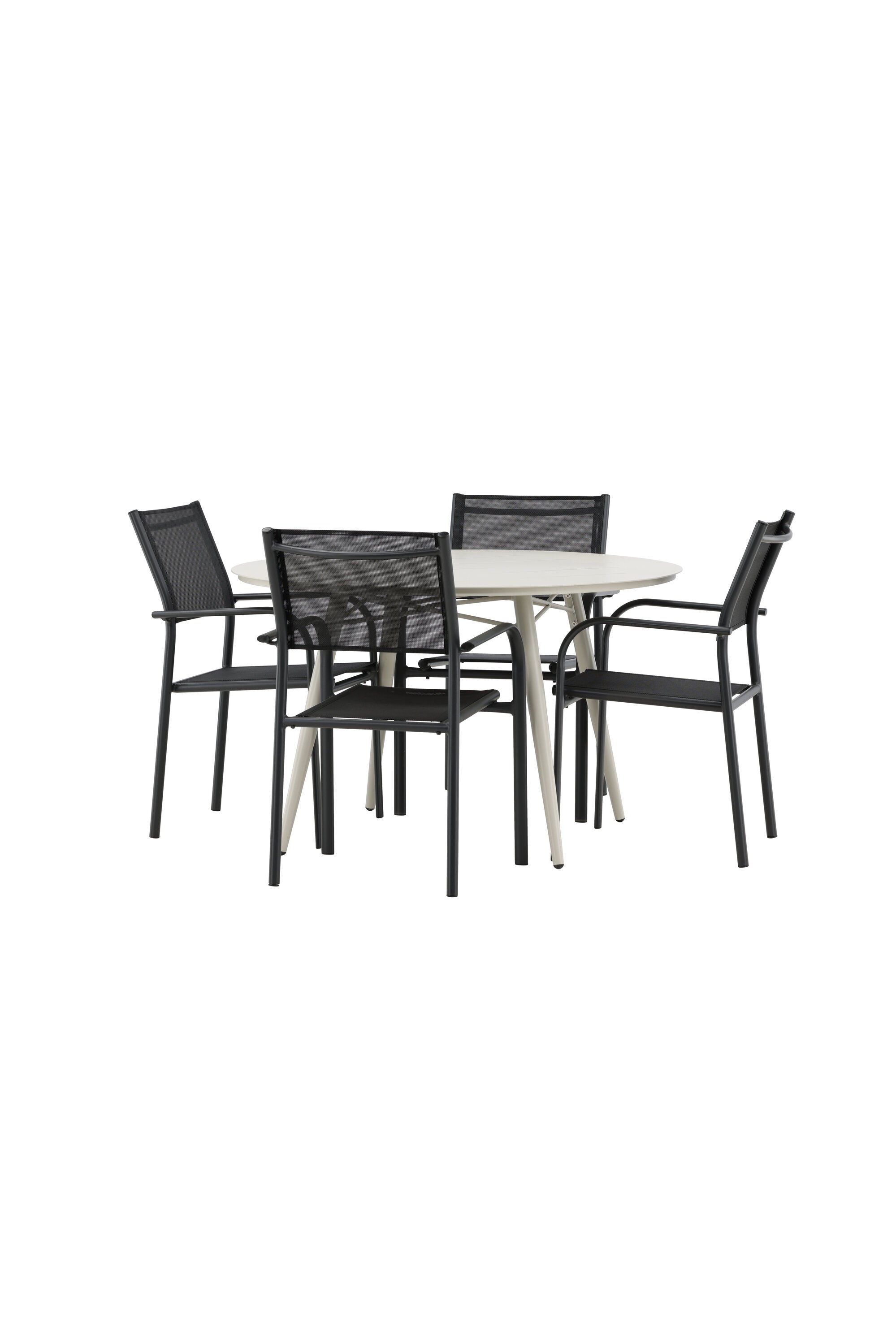 Lina Outdoor-Tischset + Santorini ⌀120cm/4St. in Schwarz präsentiert im Onlineshop von KAQTU Design AG. Gartentischset ist von Venture Home