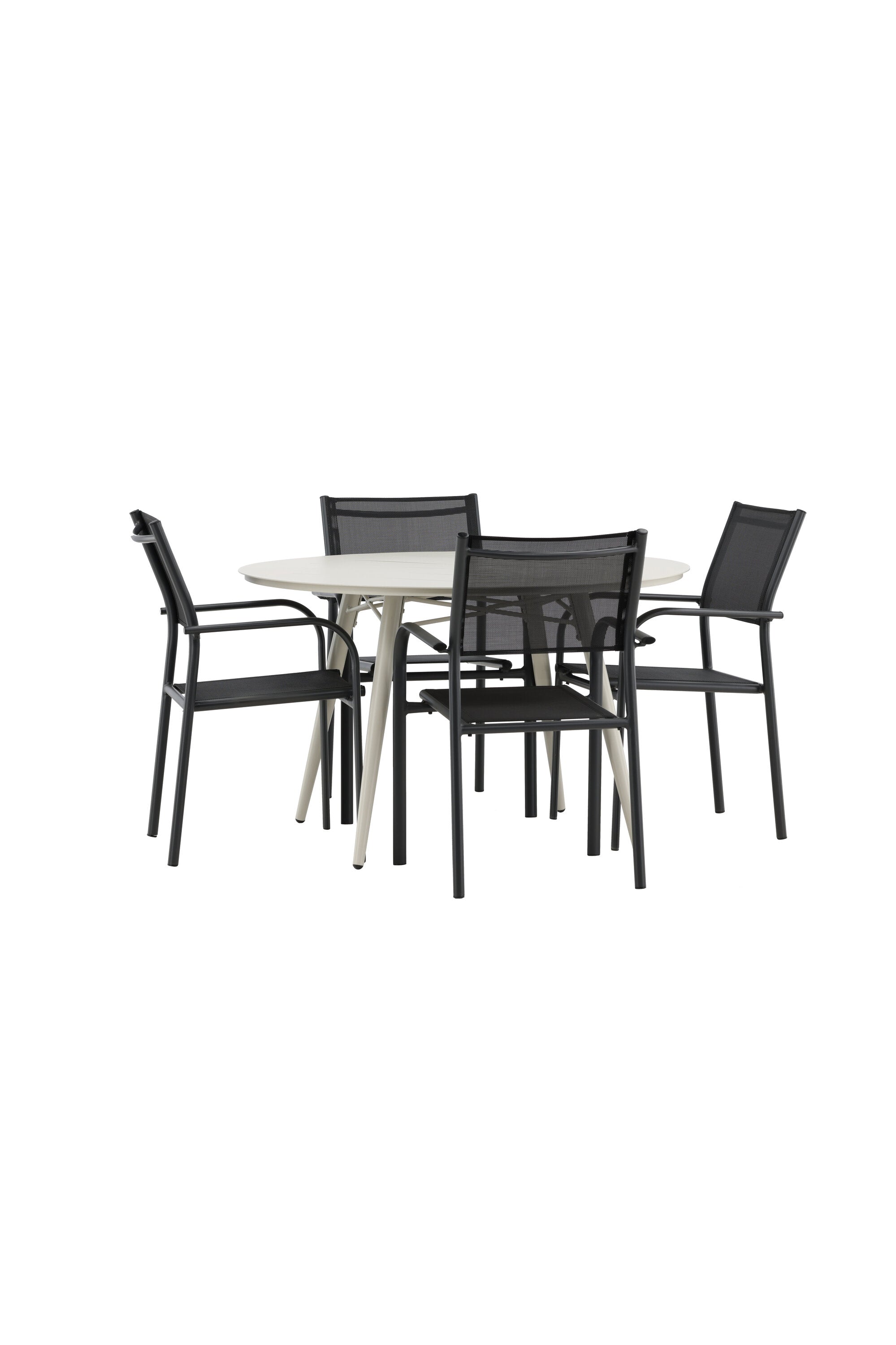 Lina Outdoor-Tischset + Santorini ⌀120cm/4St. in Schwarz präsentiert im Onlineshop von KAQTU Design AG. Gartentischset ist von Venture Home