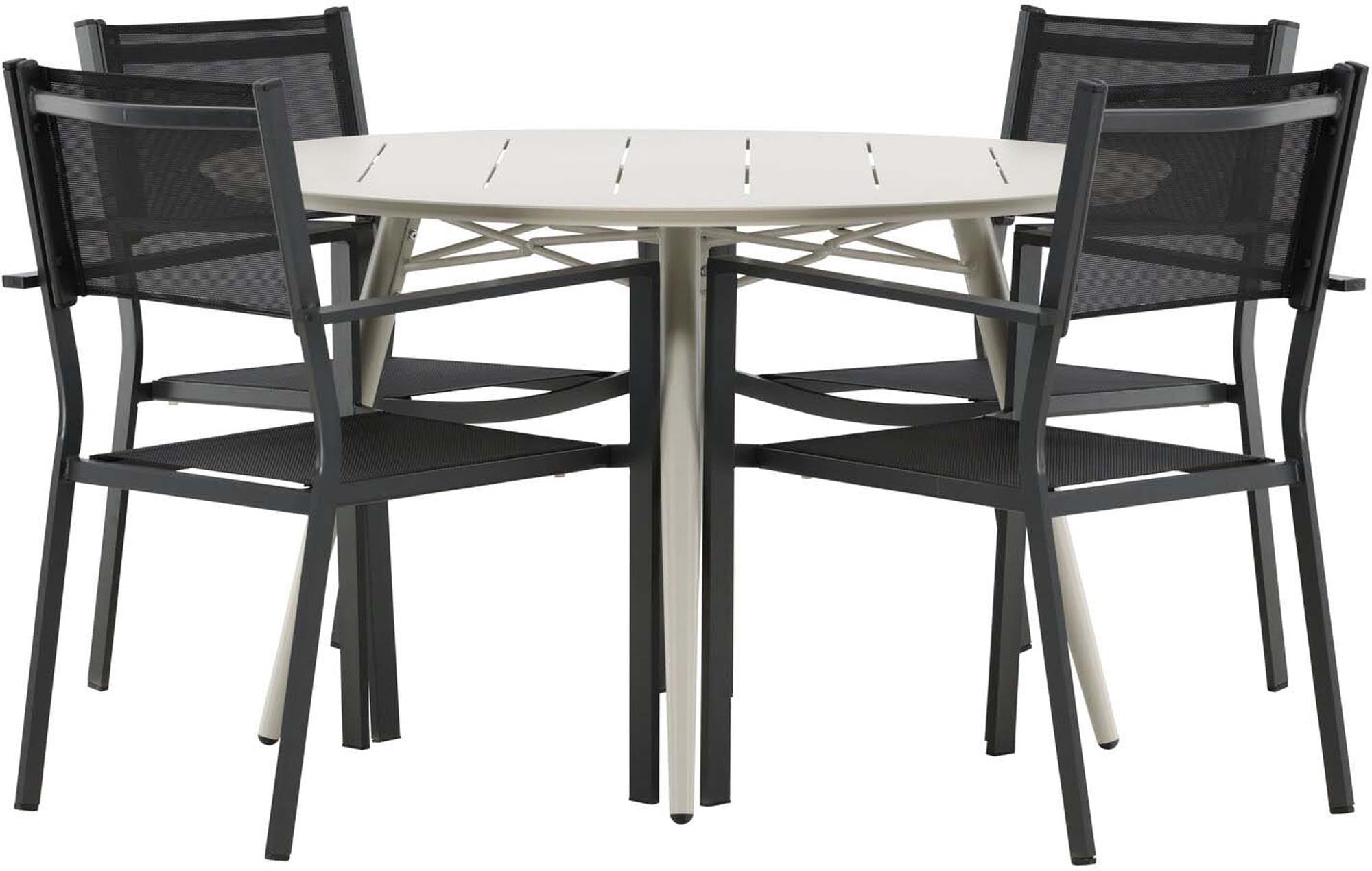 Entdecken Sie das stilvolle Lina Outdoor-Tischset + Copacabana ⌀120cm/4St. von Venture Home – ideal für gesellige Abende im Freien!