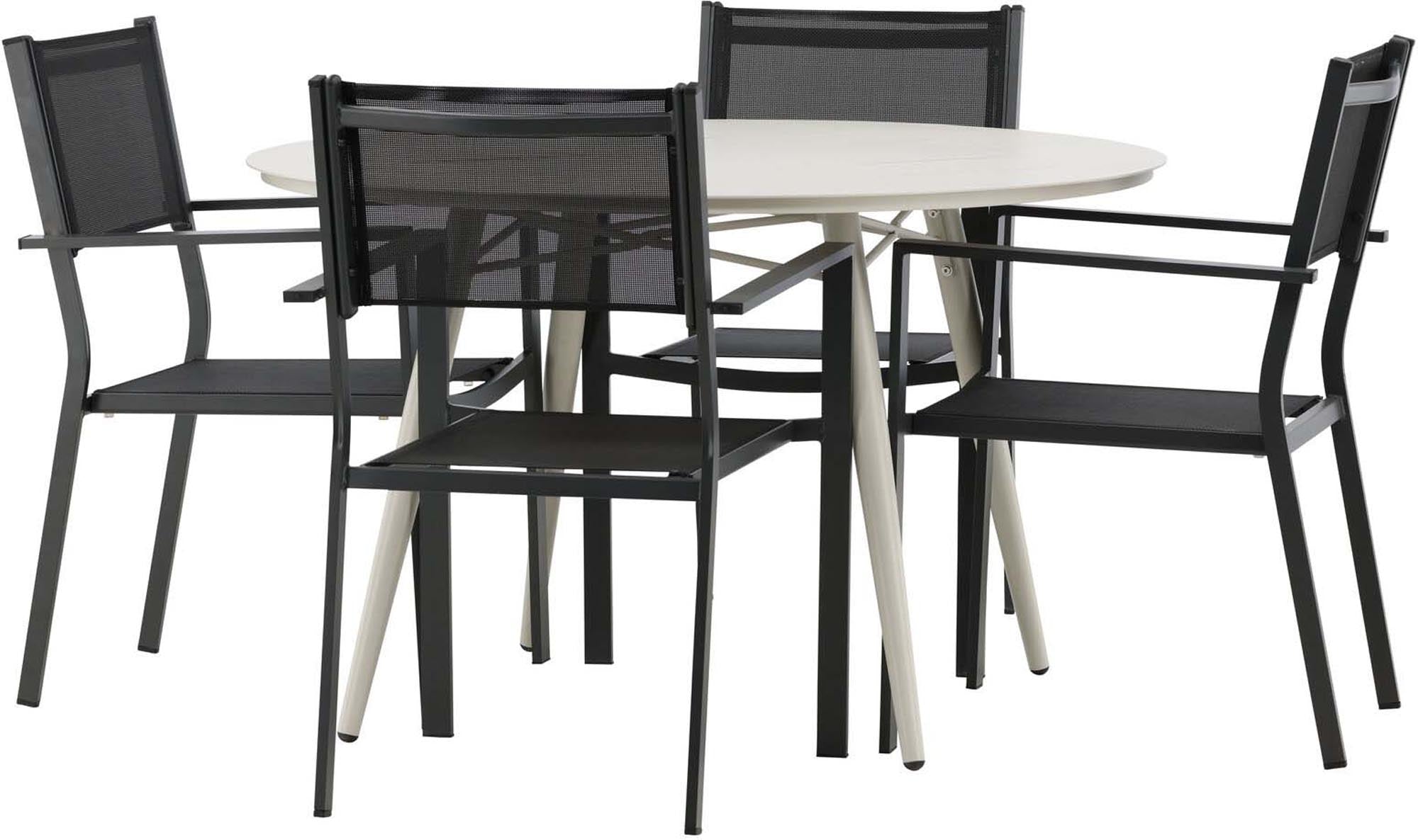 Venture Home: Lina Tischset mit 4 Copacabana Stühlen, Ø120cm.