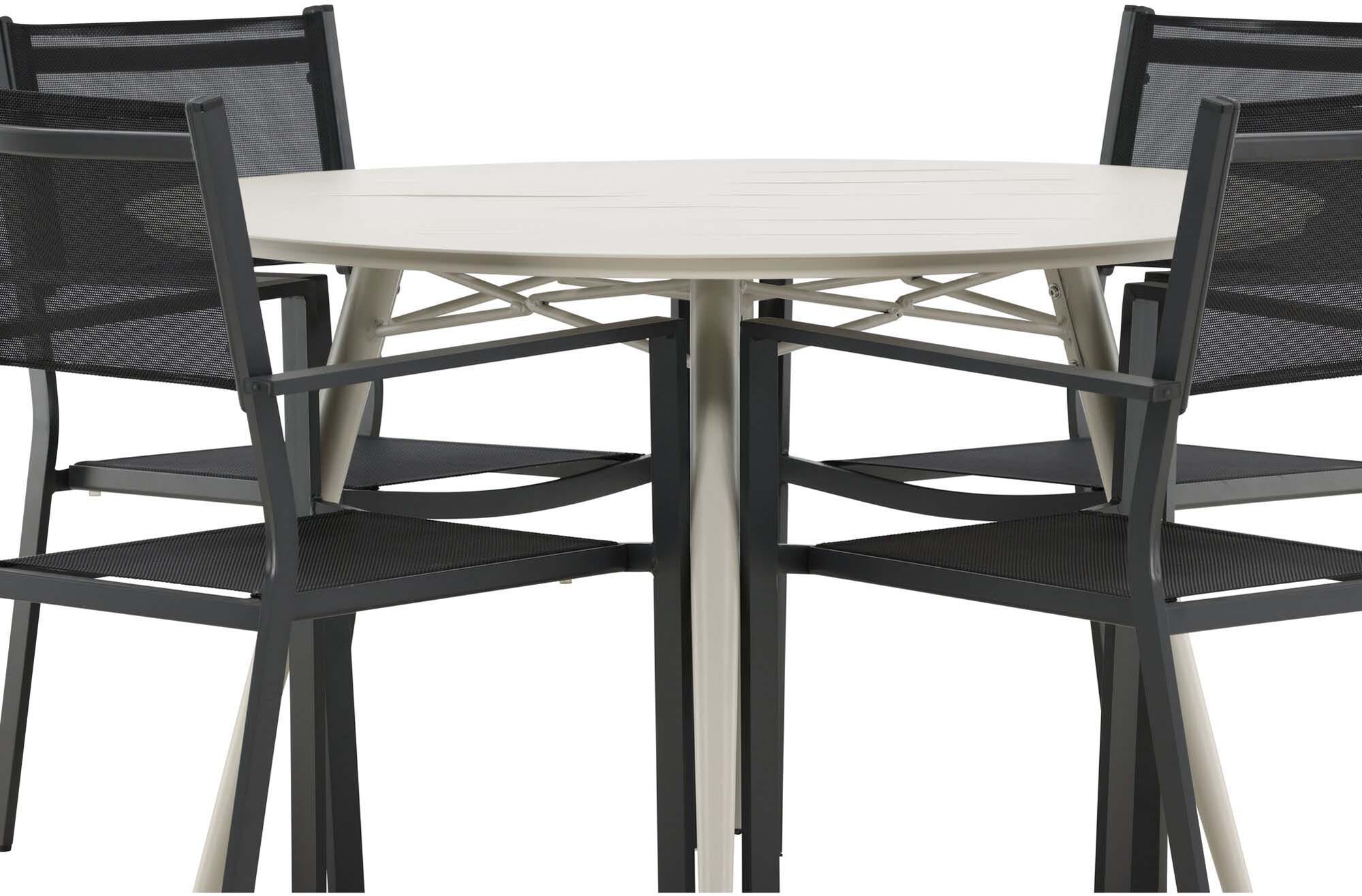 Stilvolles Lina Tischset mit 4 Copacabana Stühlen für den Garten.