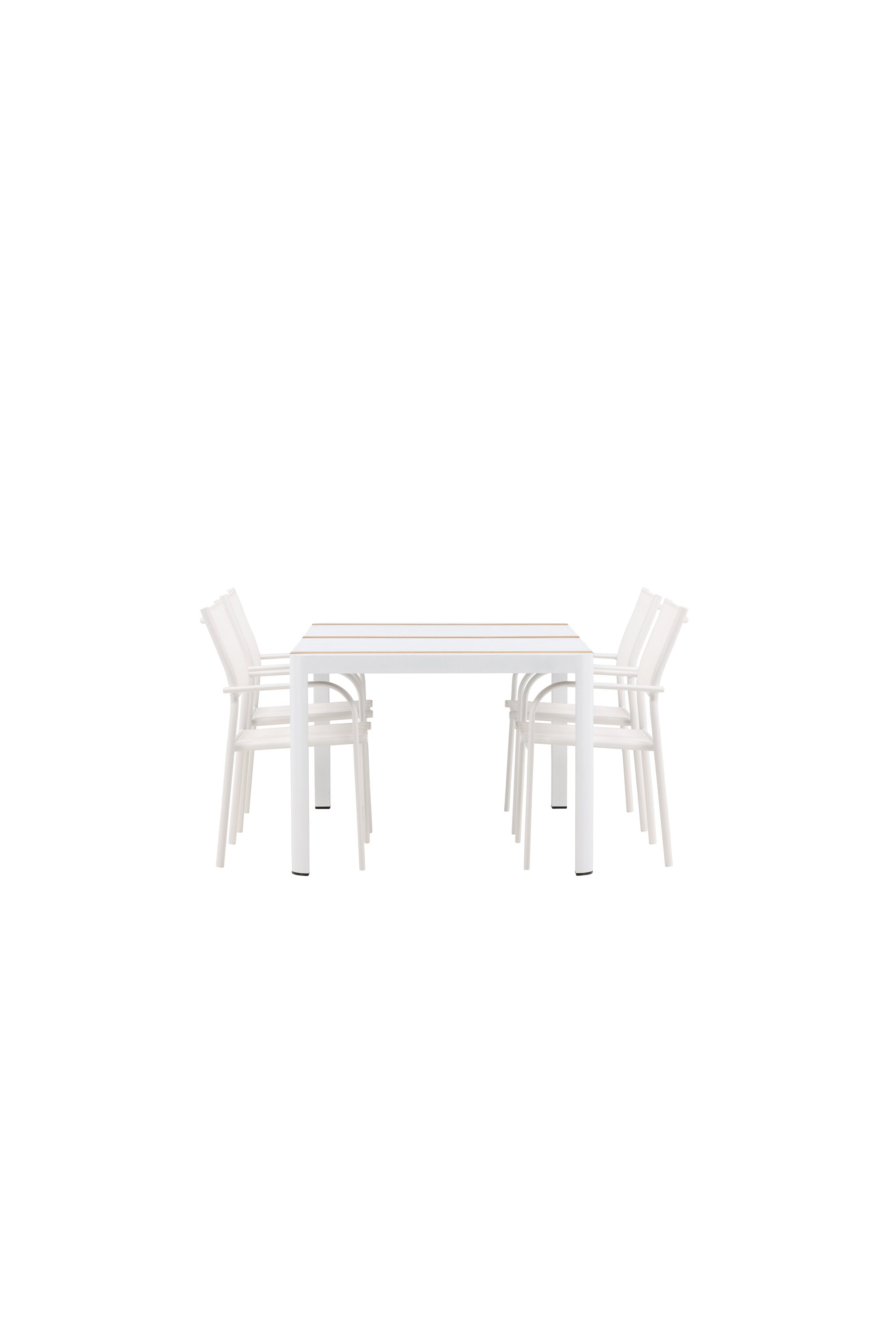 Togo Outdoor-Tischset + Santorini 150cm/4St. in Weiss präsentiert im Onlineshop von KAQTU Design AG. Gartentischset ist von Venture Home