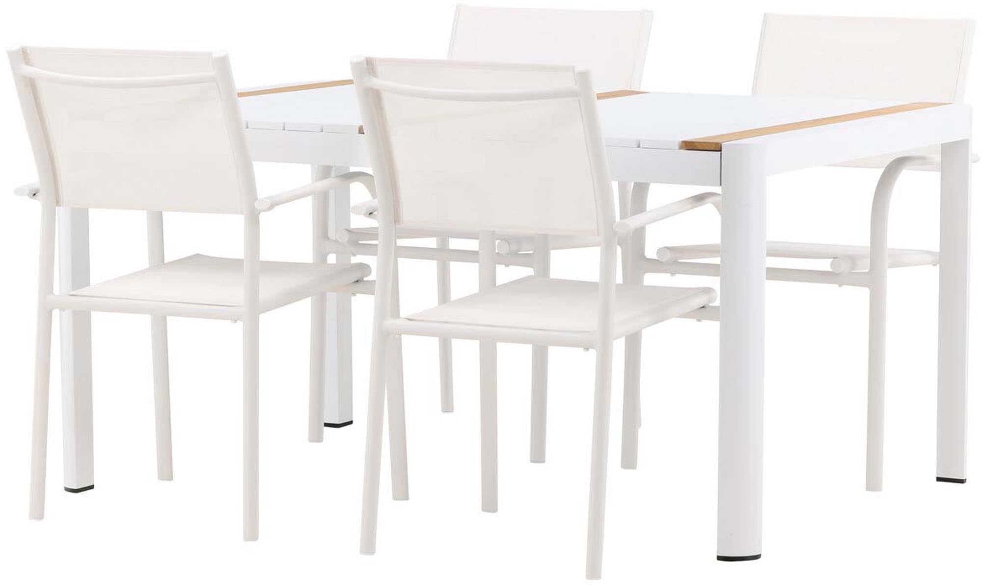 Stilvolles Togo Outdoor-Tischset mit Santorini Stühlen: Ideal für unvergessliche Momente im Freien. Hochwertige Materialien und modernes Design.