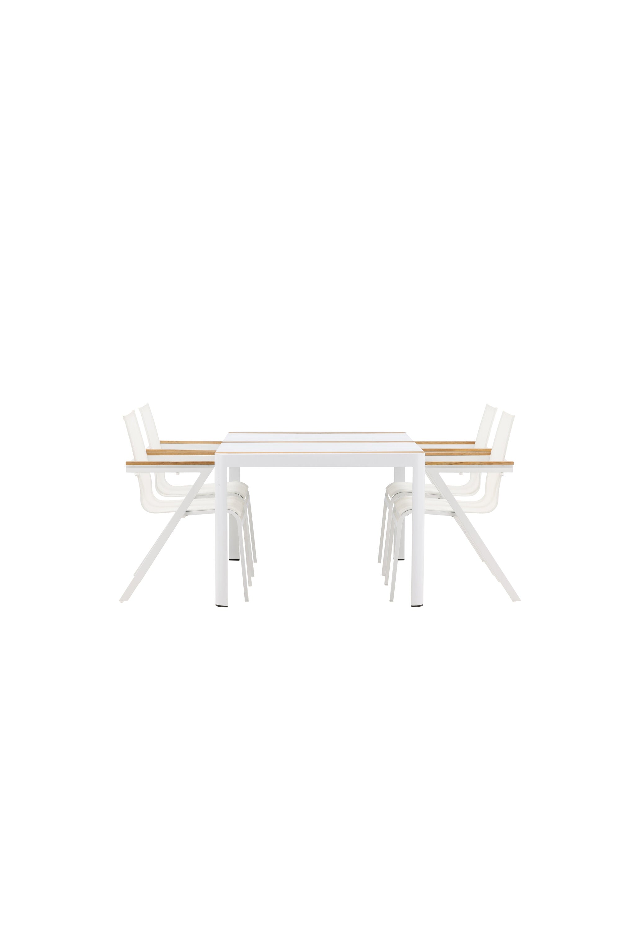 Togo Outdoor-Tischset + Mexico 150cm/4St. in Weiss präsentiert im Onlineshop von KAQTU Design AG. Gartentischset ist von Venture Home