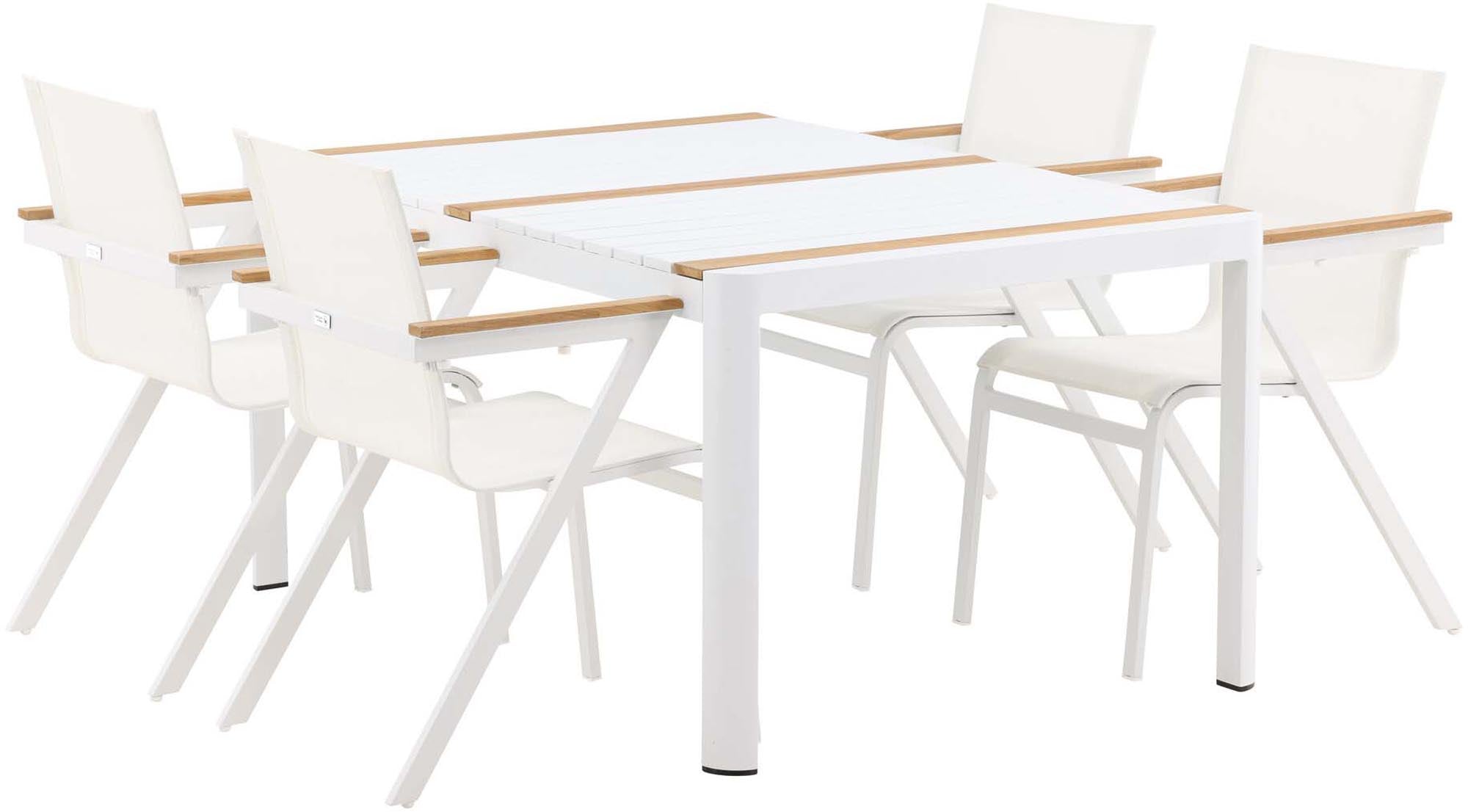 Venture Home: Togo Tischset 150cm mit 4 Mexico Stühlen für draussen.