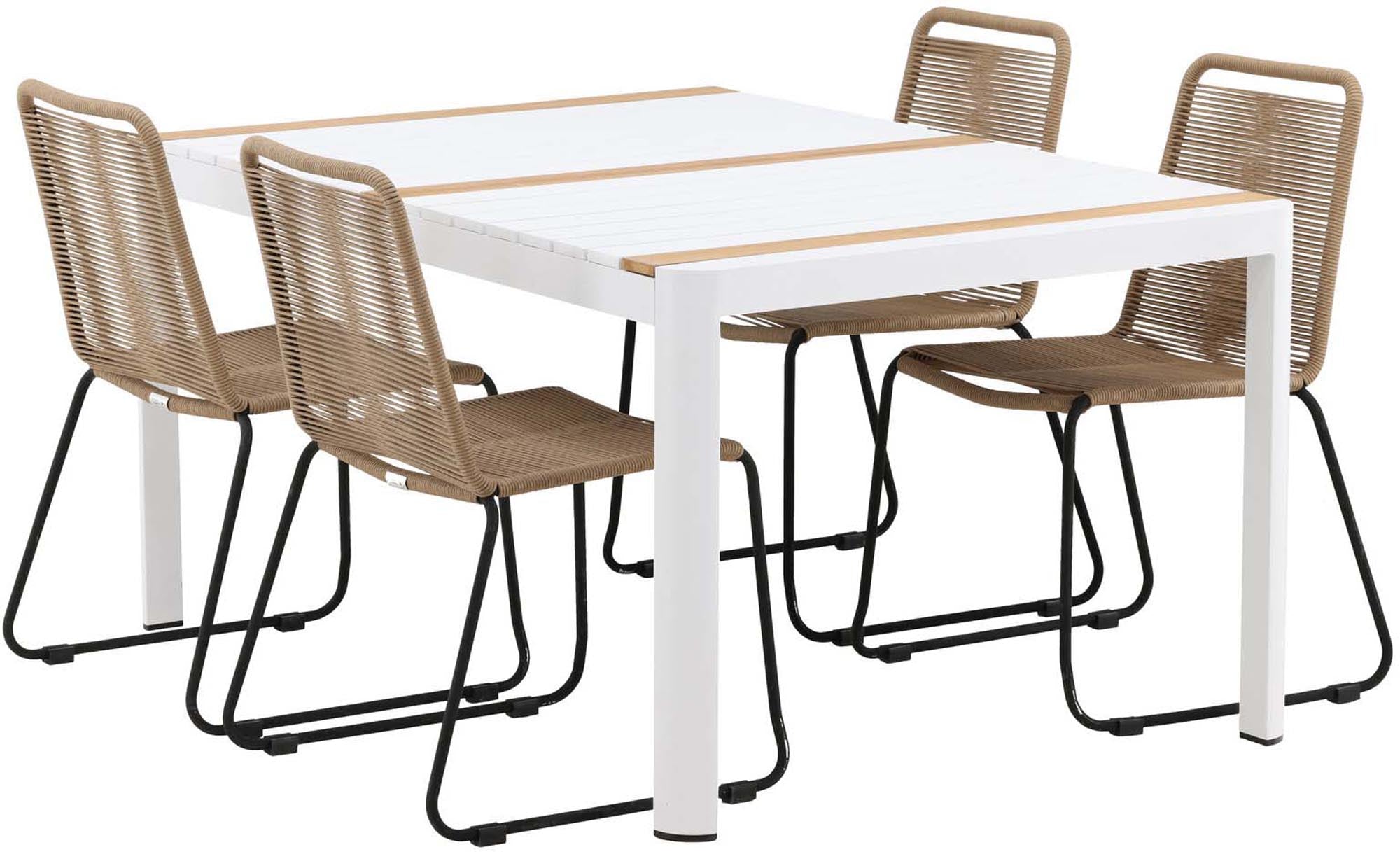 Verleihen Sie Ihrem Außenbereich mit dem Togo Outdoor-Tischset + Lindos 150cm/4St. von Venture Home einen Hauch von Eleganz und Komfort. Ideal für gesellige Runden!