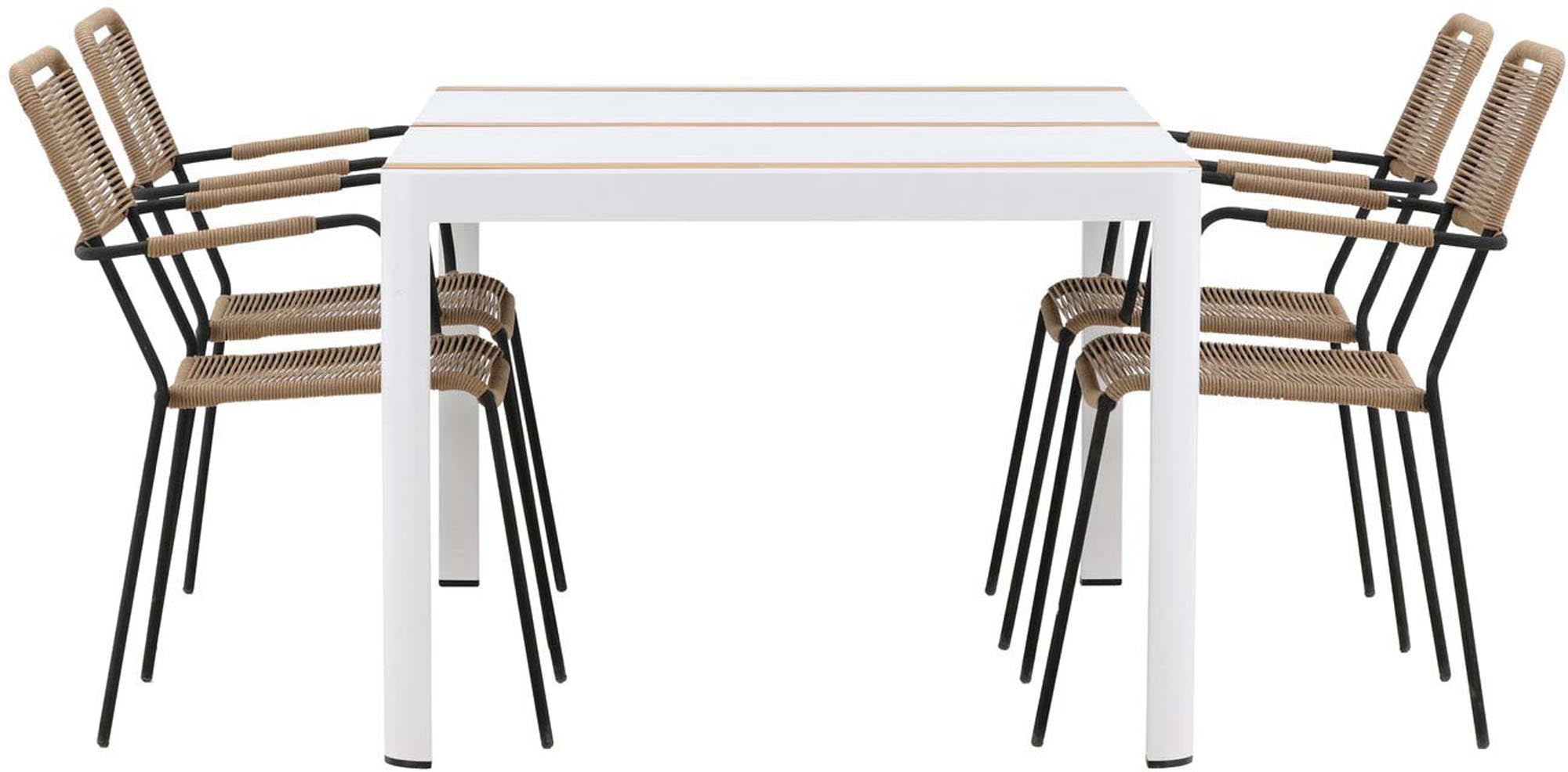 Stilvolles Togo Set: 150cm Tisch & 4 Lindos Stühle für Garten.