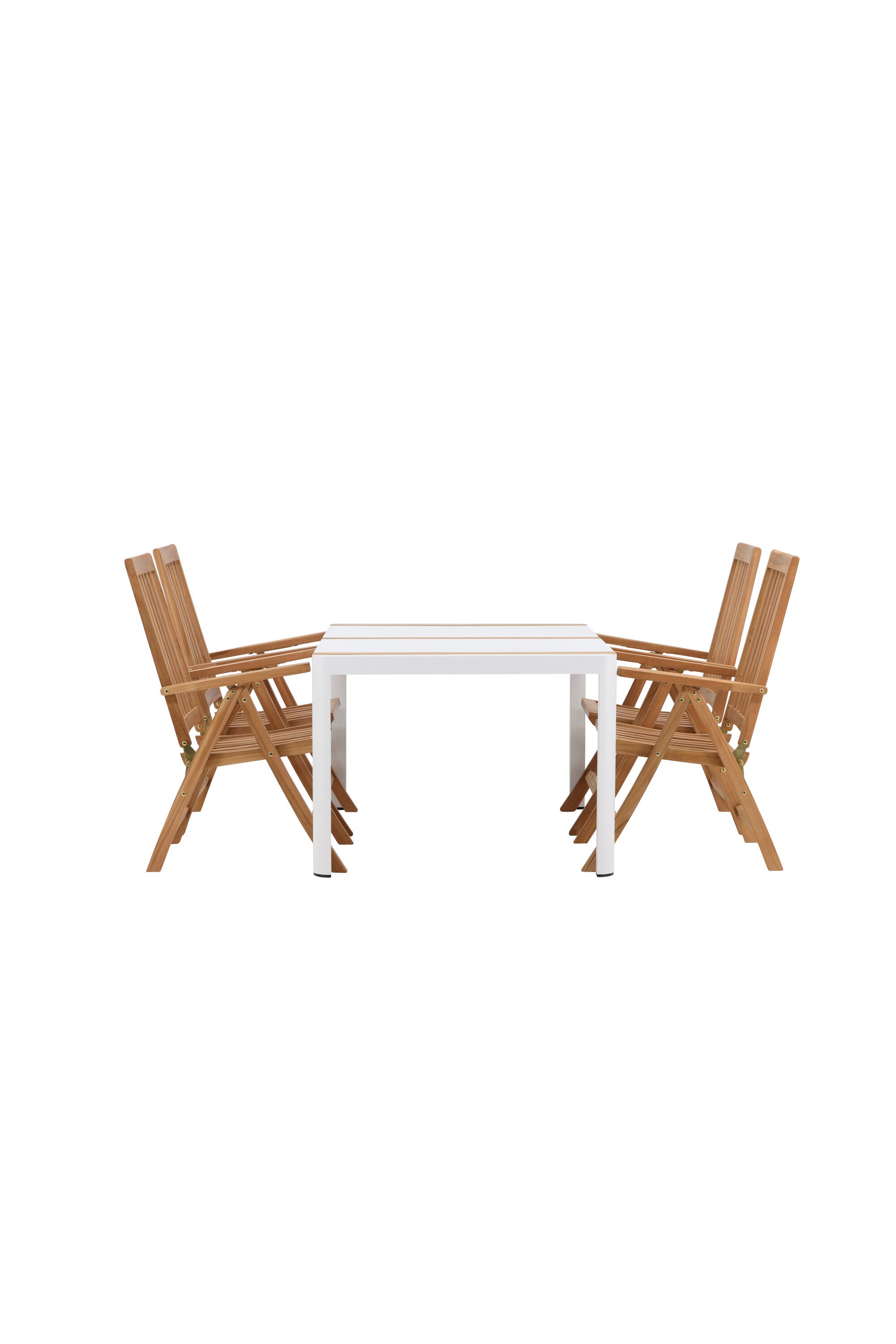 Togo Outdoor-Tischset + Kenya 150cm/4St. in Weiss / Natur präsentiert im Onlineshop von KAQTU Design AG. Gartentischset ist von Venture Home