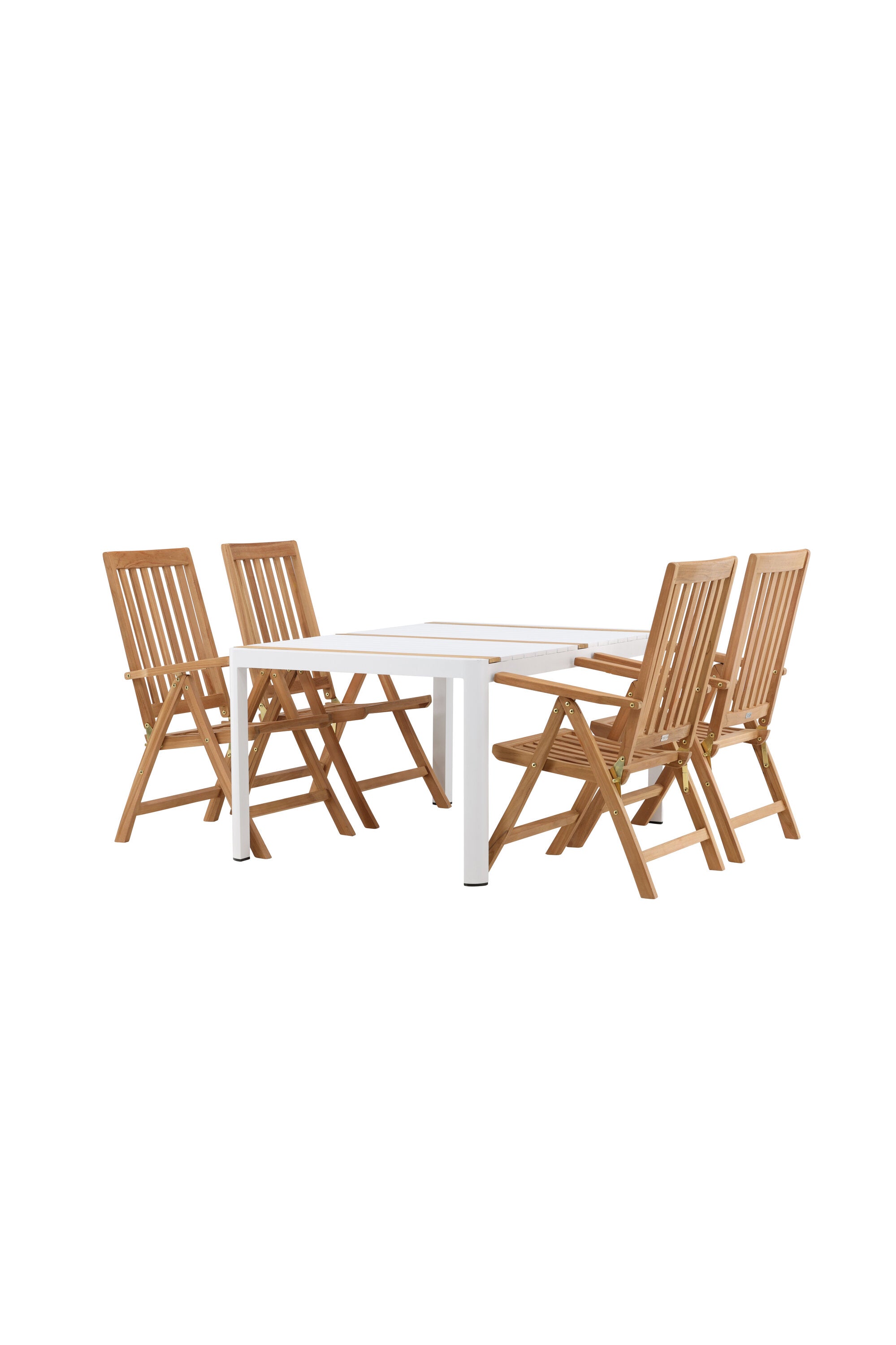 Togo Outdoor-Tischset + Kenya 150cm/4St. in Weiss / Natur präsentiert im Onlineshop von KAQTU Design AG. Gartentischset ist von Venture Home