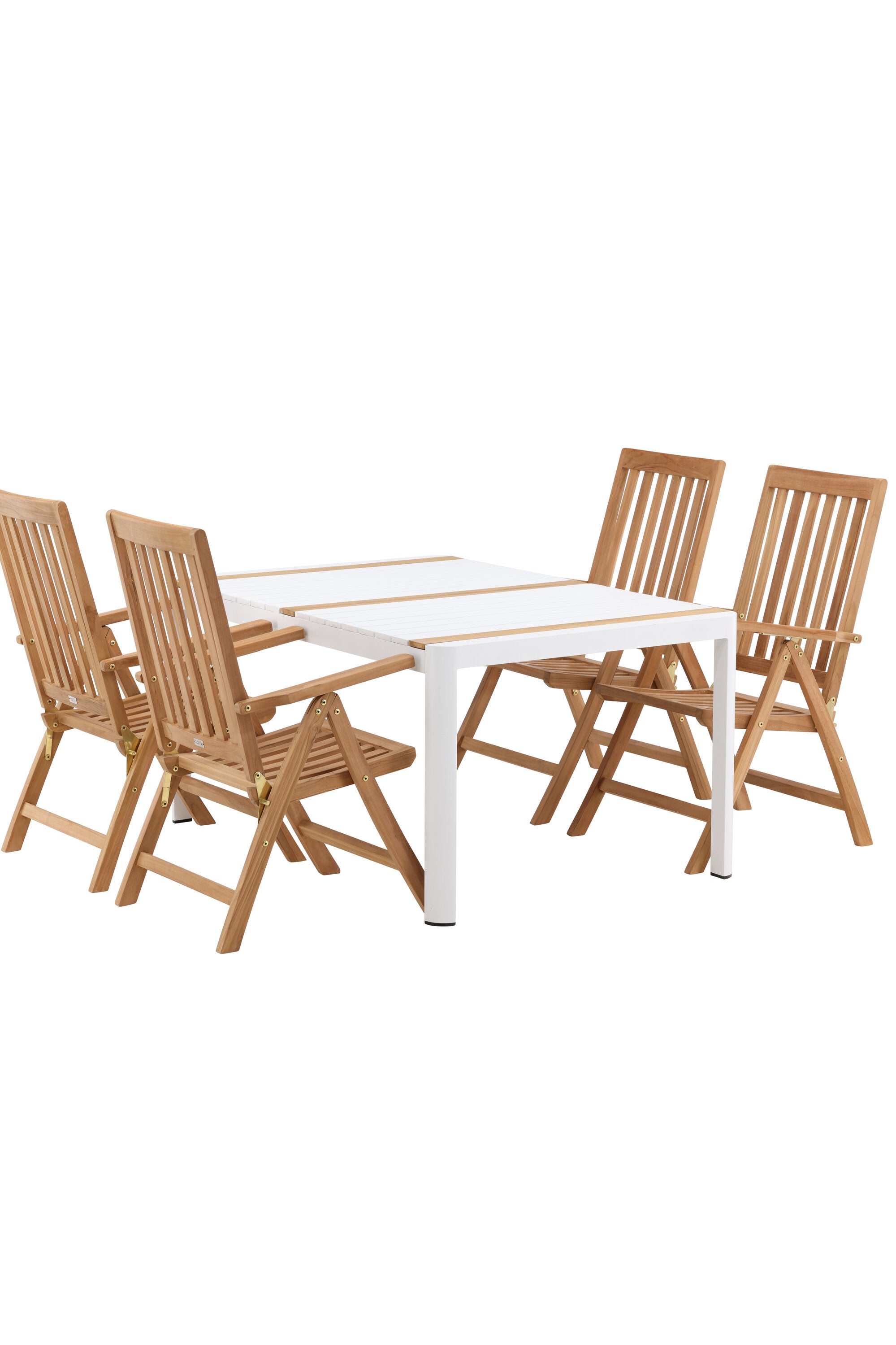 Togo Outdoor-Tischset + Kenya 150cm/4St. in Weiss / Natur präsentiert im Onlineshop von KAQTU Design AG. Gartentischset ist von Venture Home