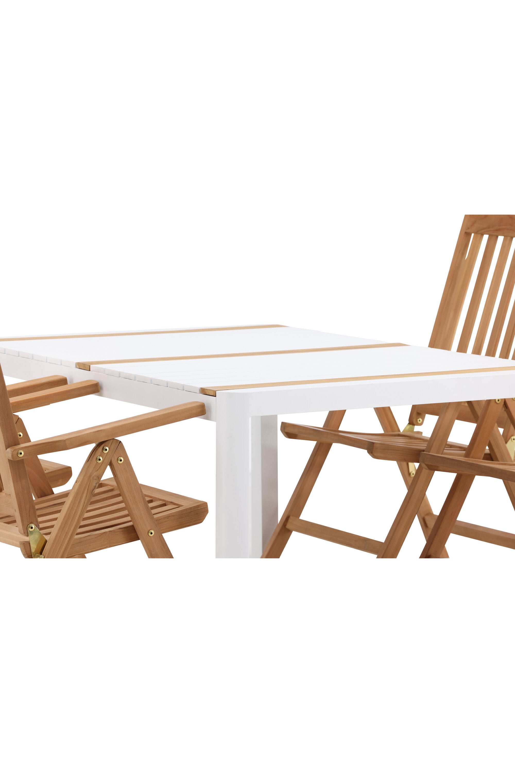 Togo Outdoor-Tischset + Kenya 150cm/4St. in Weiss / Natur präsentiert im Onlineshop von KAQTU Design AG. Gartentischset ist von Venture Home