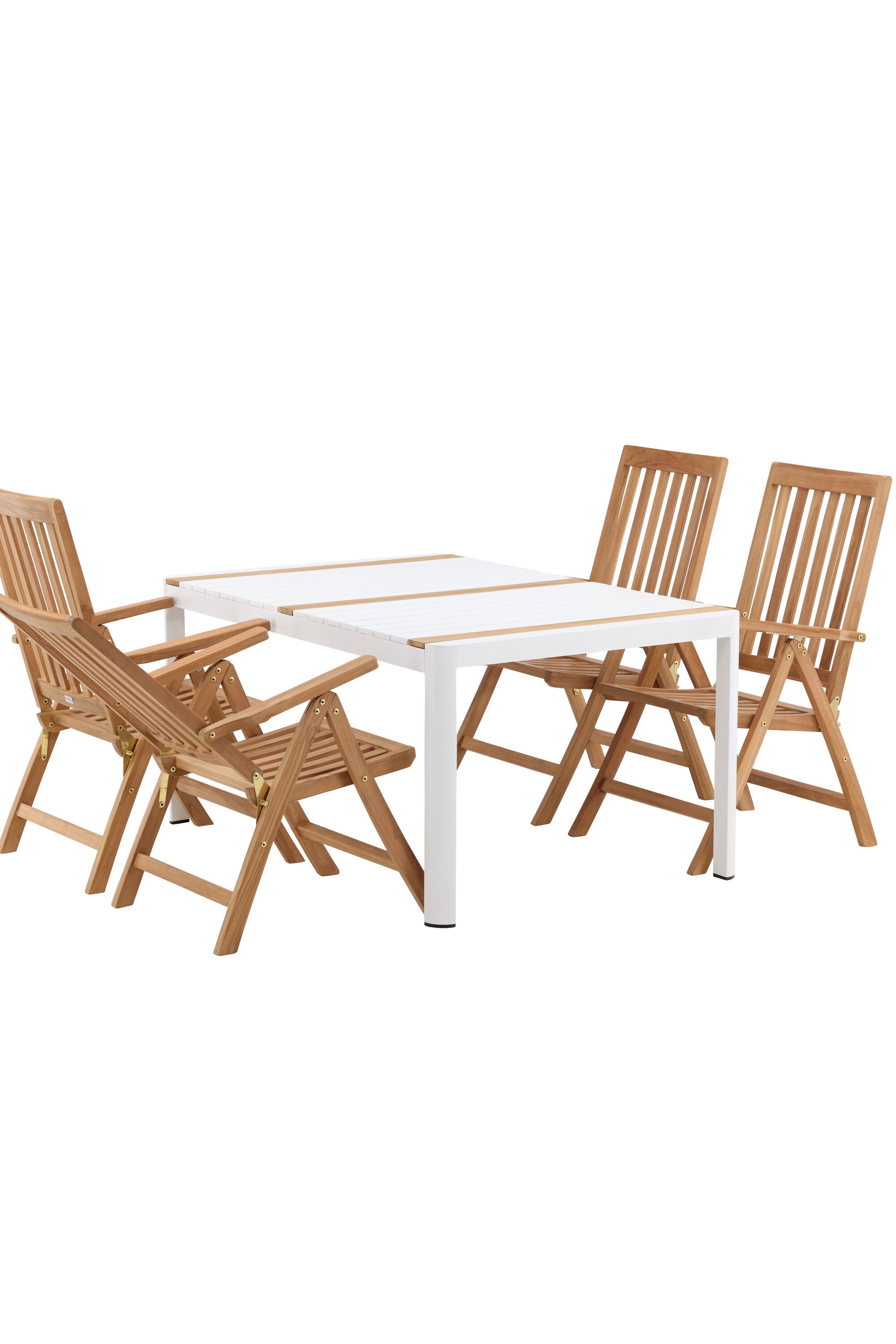 Togo Outdoor-Tischset + Kenya 150cm/4St. in Weiss / Natur präsentiert im Onlineshop von KAQTU Design AG. Gartentischset ist von Venture Home