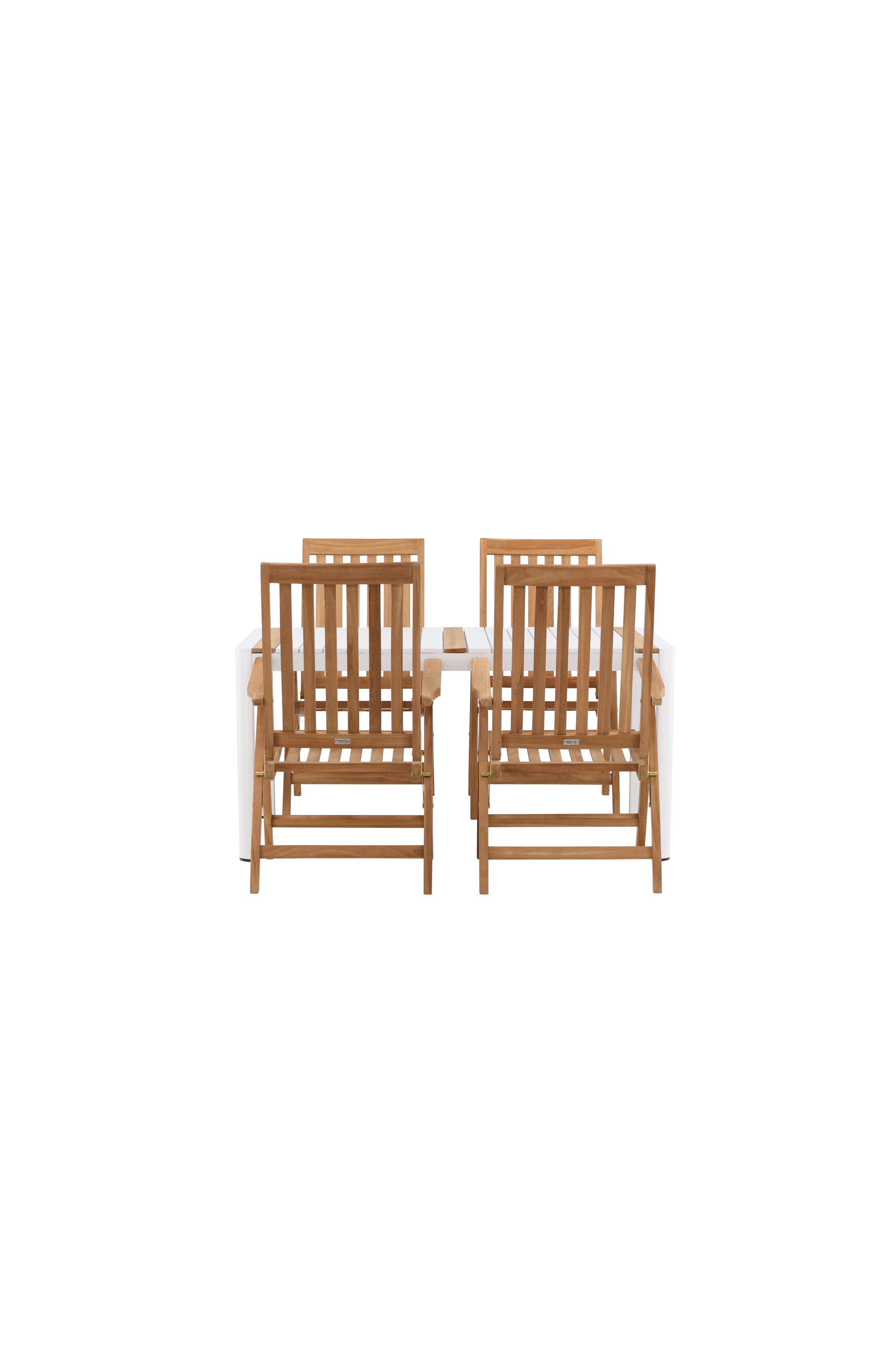 Togo Outdoor-Tischset + Kenya 150cm/4St. in Weiss / Natur präsentiert im Onlineshop von KAQTU Design AG. Gartentischset ist von Venture Home