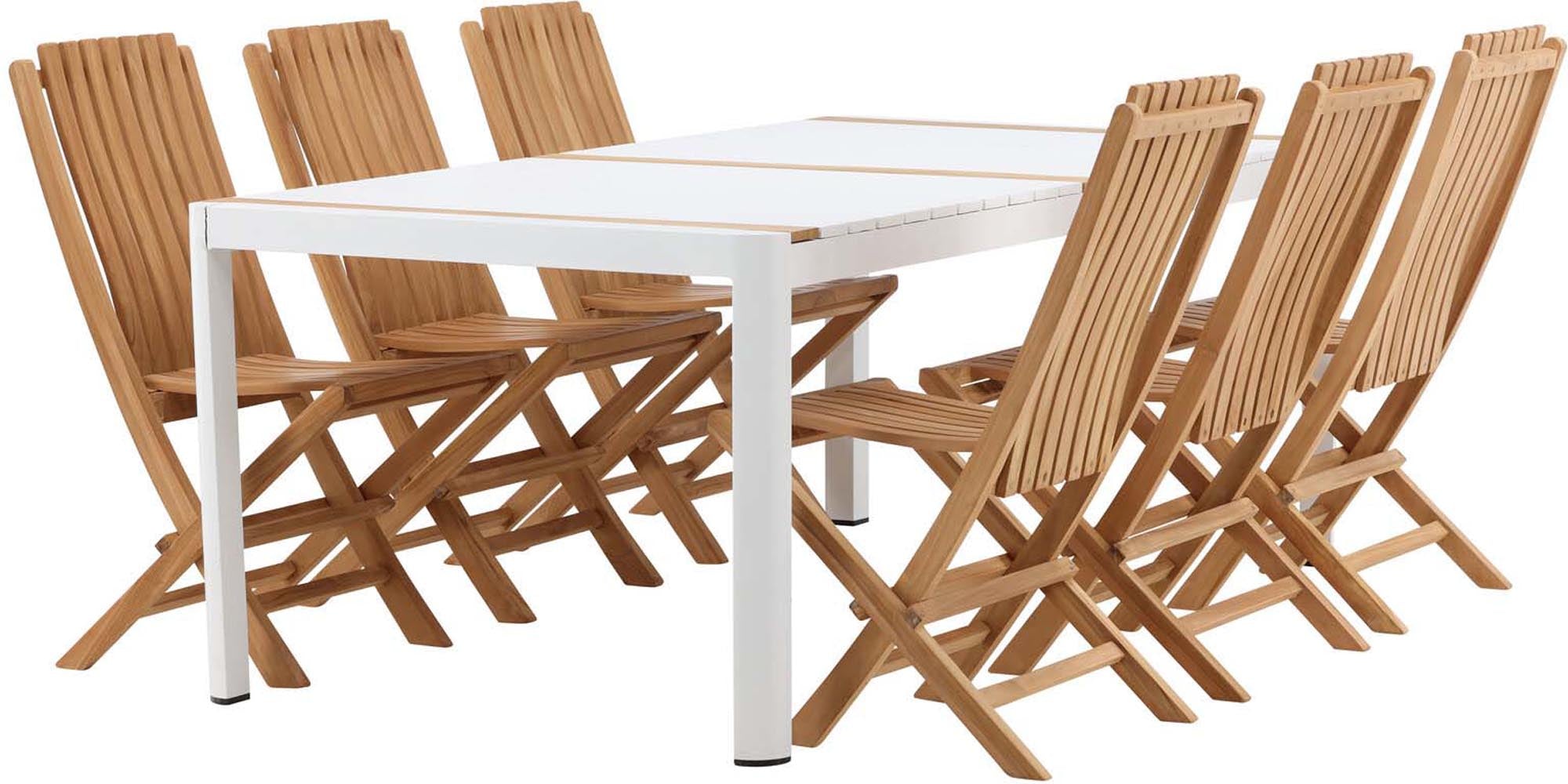 Elegantes Togo Outdoor-Tischset mit 200 cm Tisch und 6 praktischen Ghana-Stühlen. Ideal für unvergessliche Momente im Freien.