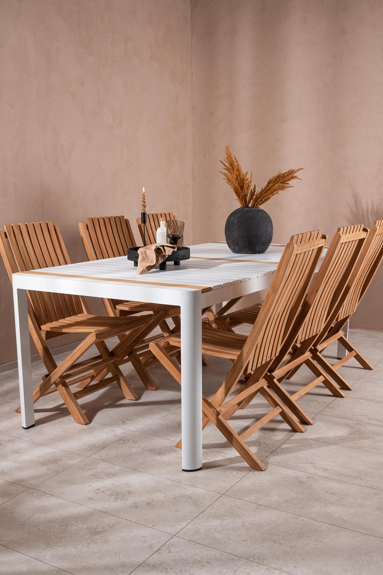 Elegantes Togo Outdoor-Tischset mit 200 cm Tisch und 6 praktischen Ghana-Stühlen. Ideal für unvergessliche Momente im Freien.