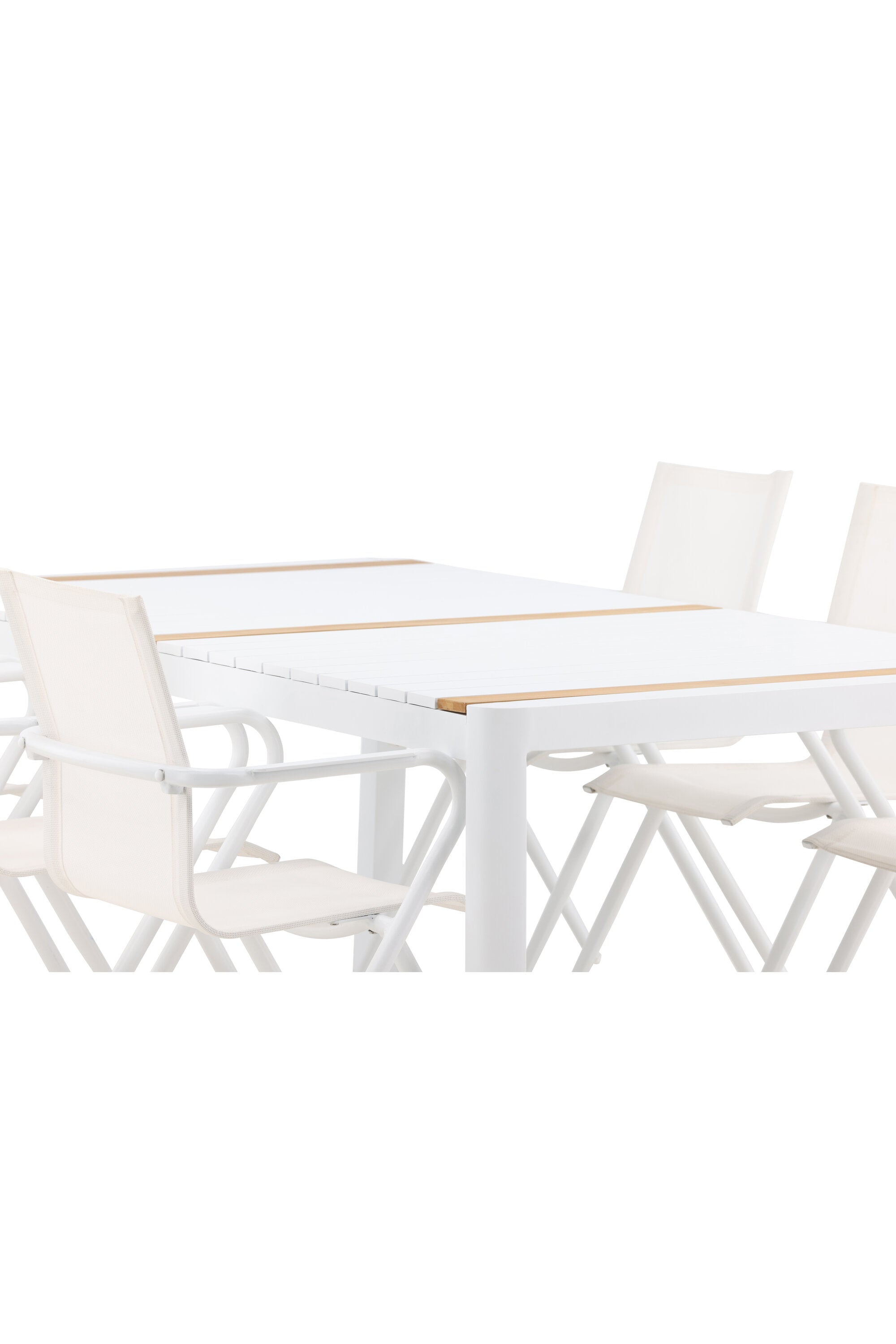 Togo Outdoor-Tischset + Alina 200cm/6St. in Weiss präsentiert im Onlineshop von KAQTU Design AG. Gartentischset ist von Venture Home