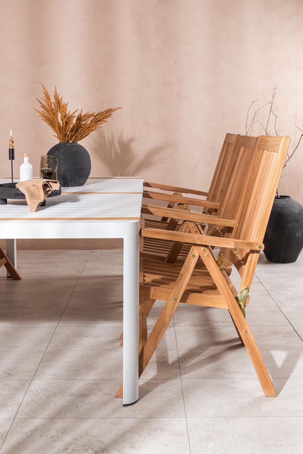 Togo Outdoor-Tischset + Kenya 200cm/6St. in Natur präsentiert im Onlineshop von KAQTU Design AG. Gartentischset ist von Venture Home