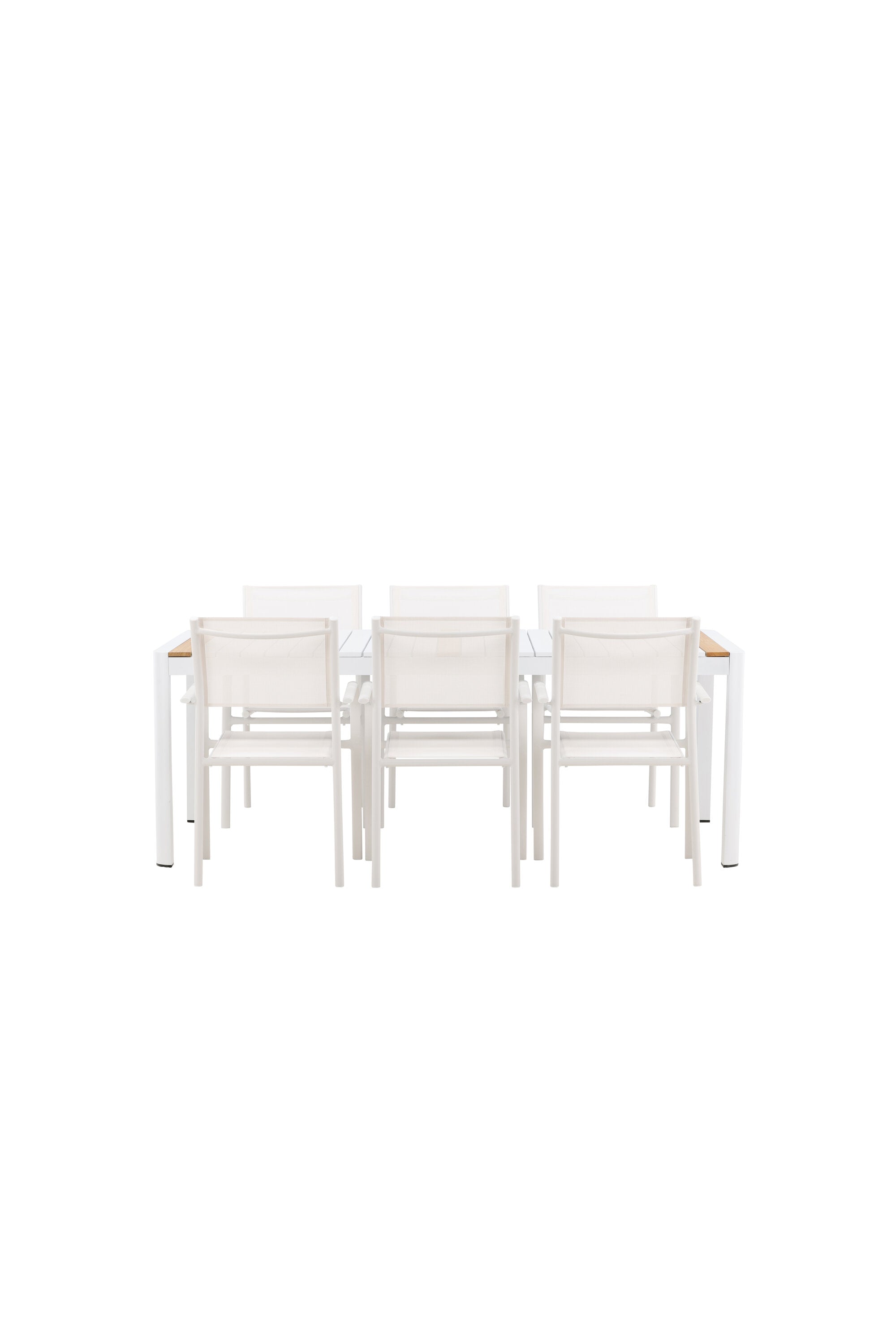 Togo Outdoor-Tischset + Santorini 200cm/6St. in Weiss präsentiert im Onlineshop von KAQTU Design AG. Gartentischset ist von Venture Home