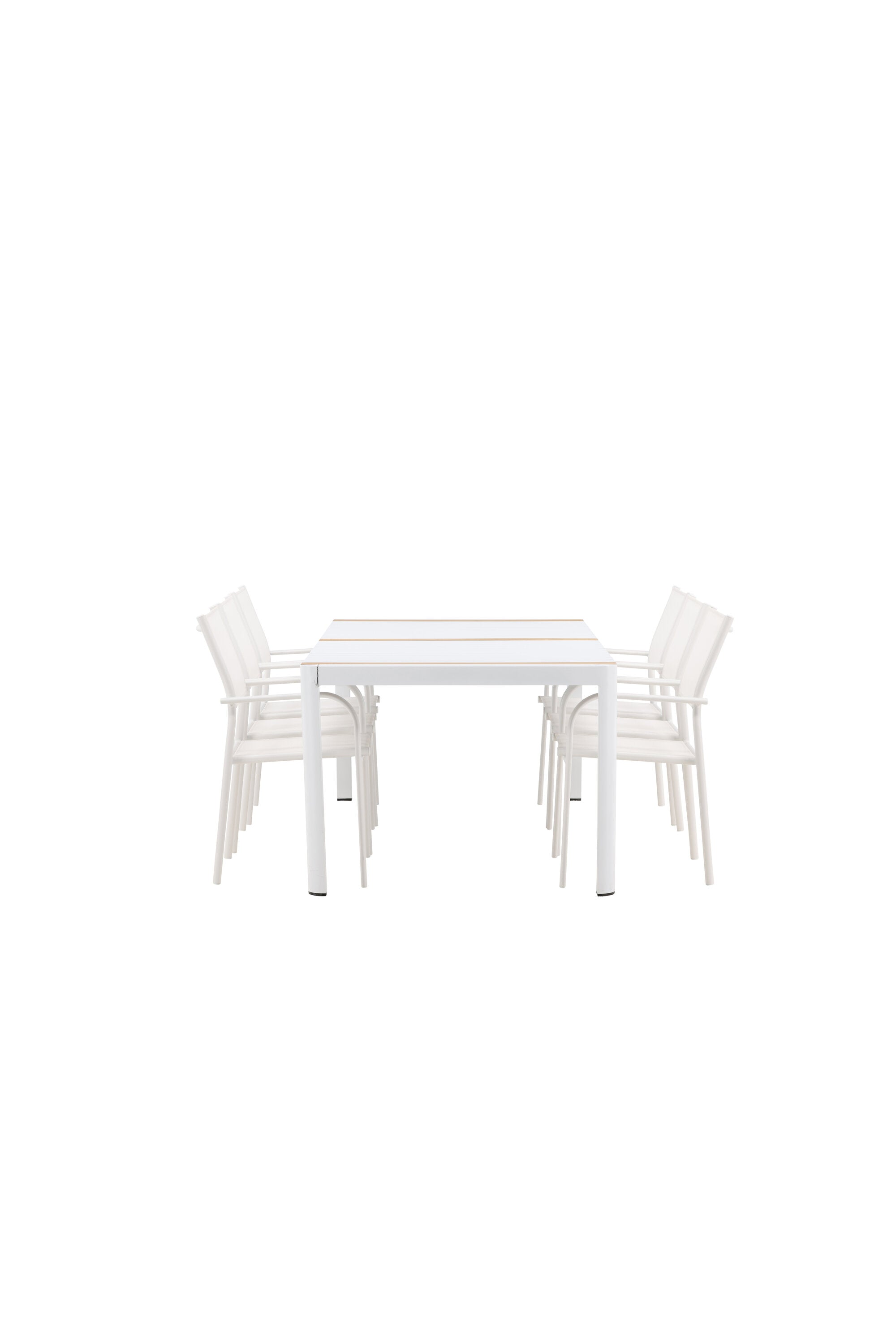 Togo Outdoor-Tischset + Santorini 200cm/6St. in Weiss präsentiert im Onlineshop von KAQTU Design AG. Gartentischset ist von Venture Home