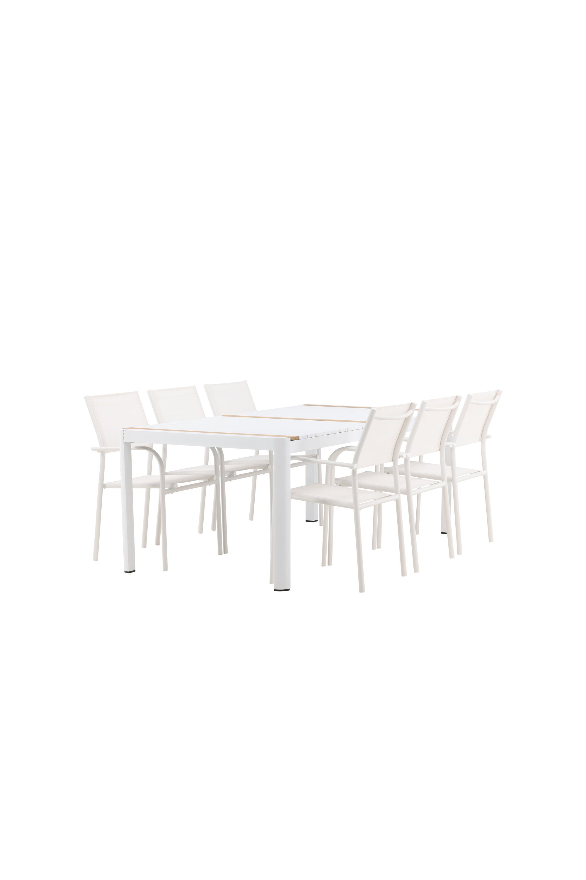 Togo Outdoor-Tischset + Santorini 200cm/6St. in Weiss präsentiert im Onlineshop von KAQTU Design AG. Gartentischset ist von Venture Home