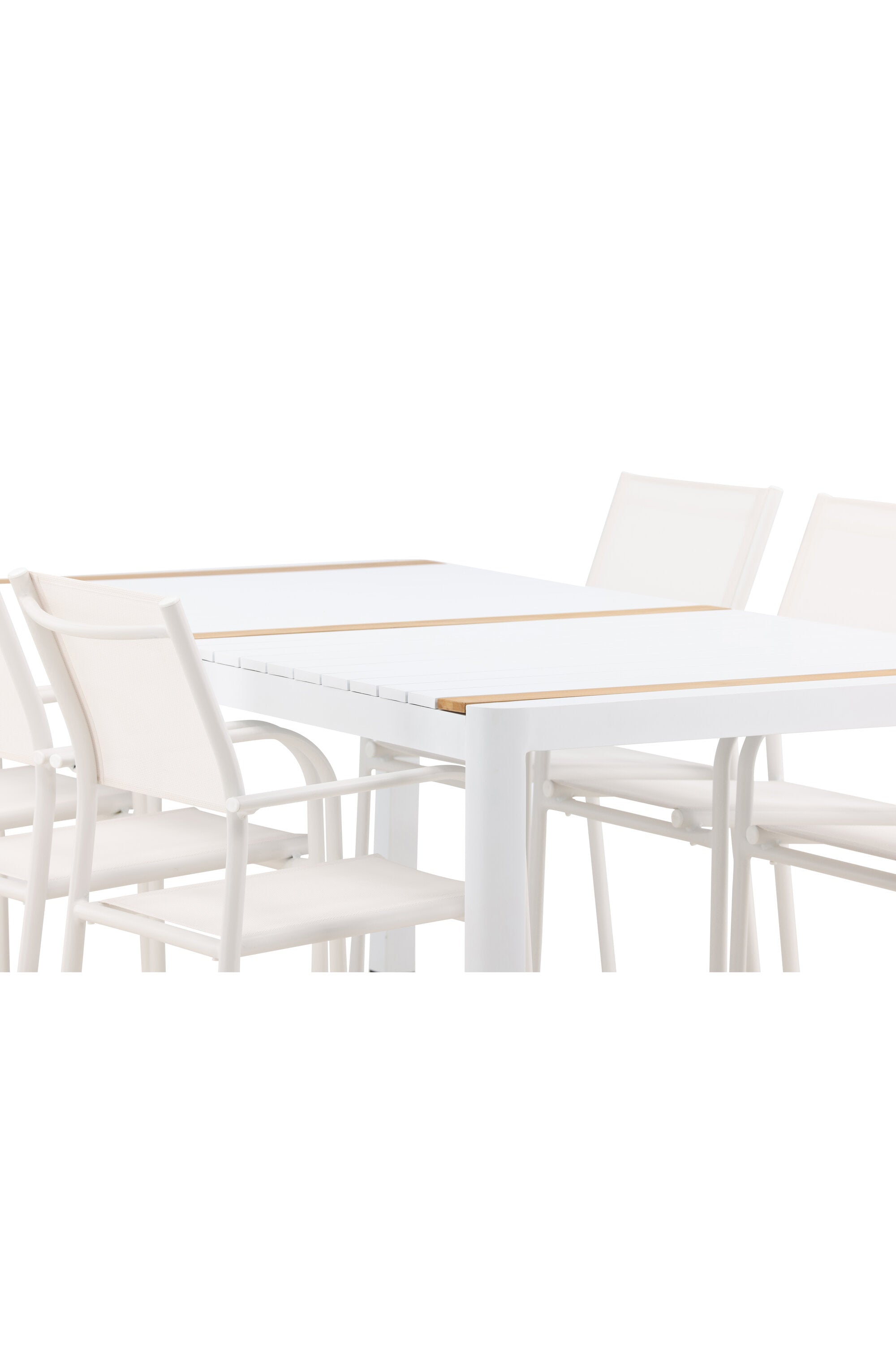 Togo Outdoor-Tischset + Santorini 200cm/6St. in Weiss präsentiert im Onlineshop von KAQTU Design AG. Gartentischset ist von Venture Home