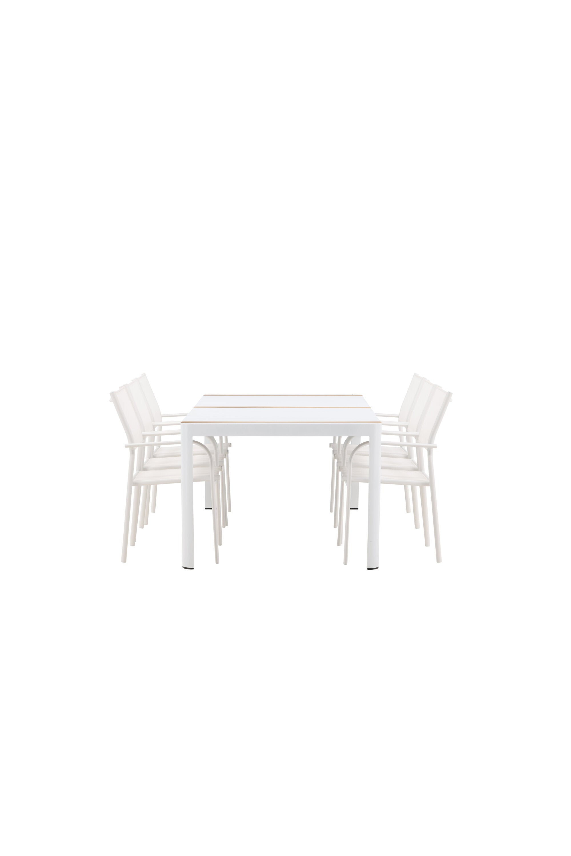 Togo Outdoor-Tischset + Santorini 200cm/6St. in Weiss präsentiert im Onlineshop von KAQTU Design AG. Gartentischset ist von Venture Home