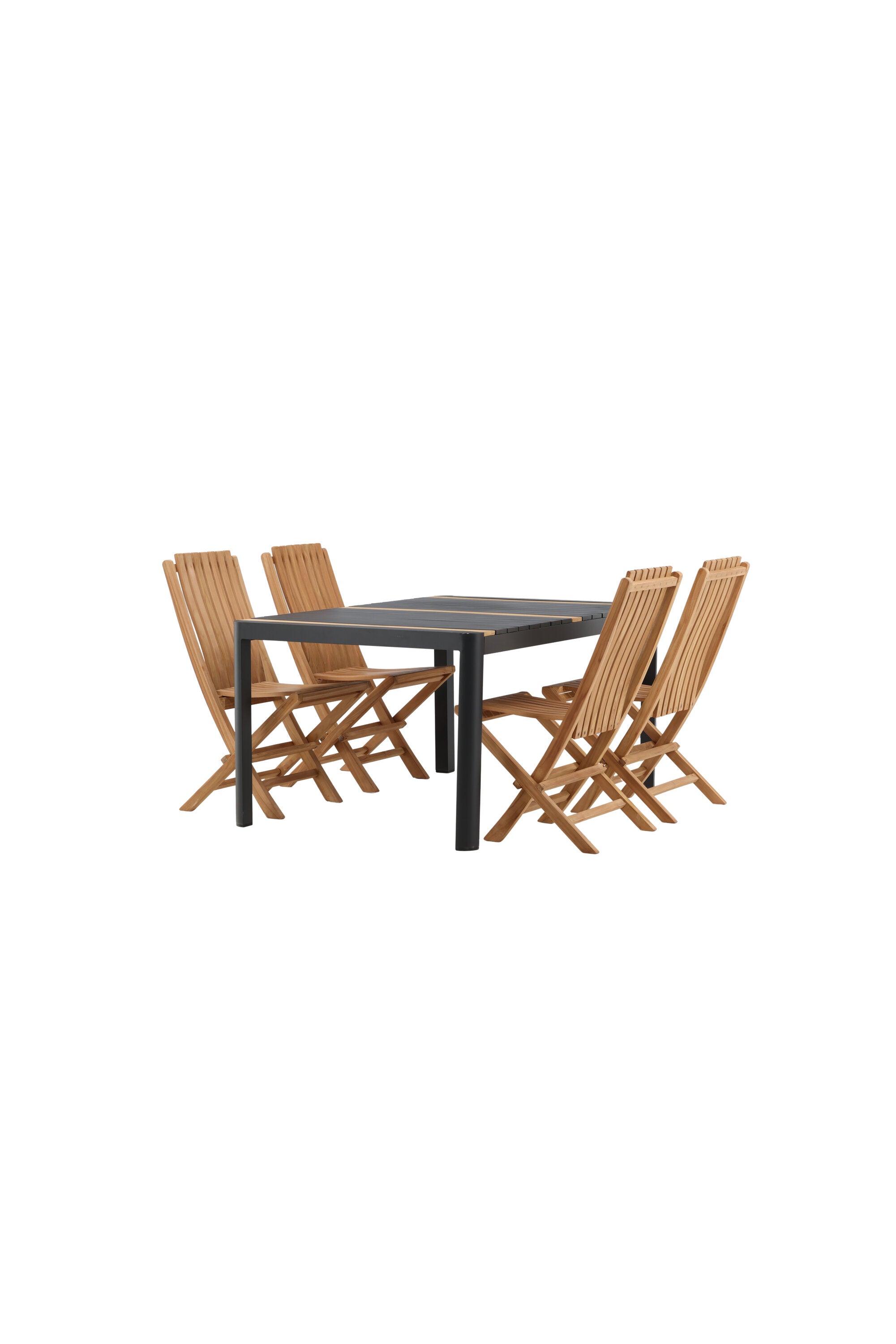 Togo Outdoor-Tischset + Ghana 150cm/4St. in Schwarz / Gold / Natur präsentiert im Onlineshop von KAQTU Design AG. Gartentischset ist von Venture Home