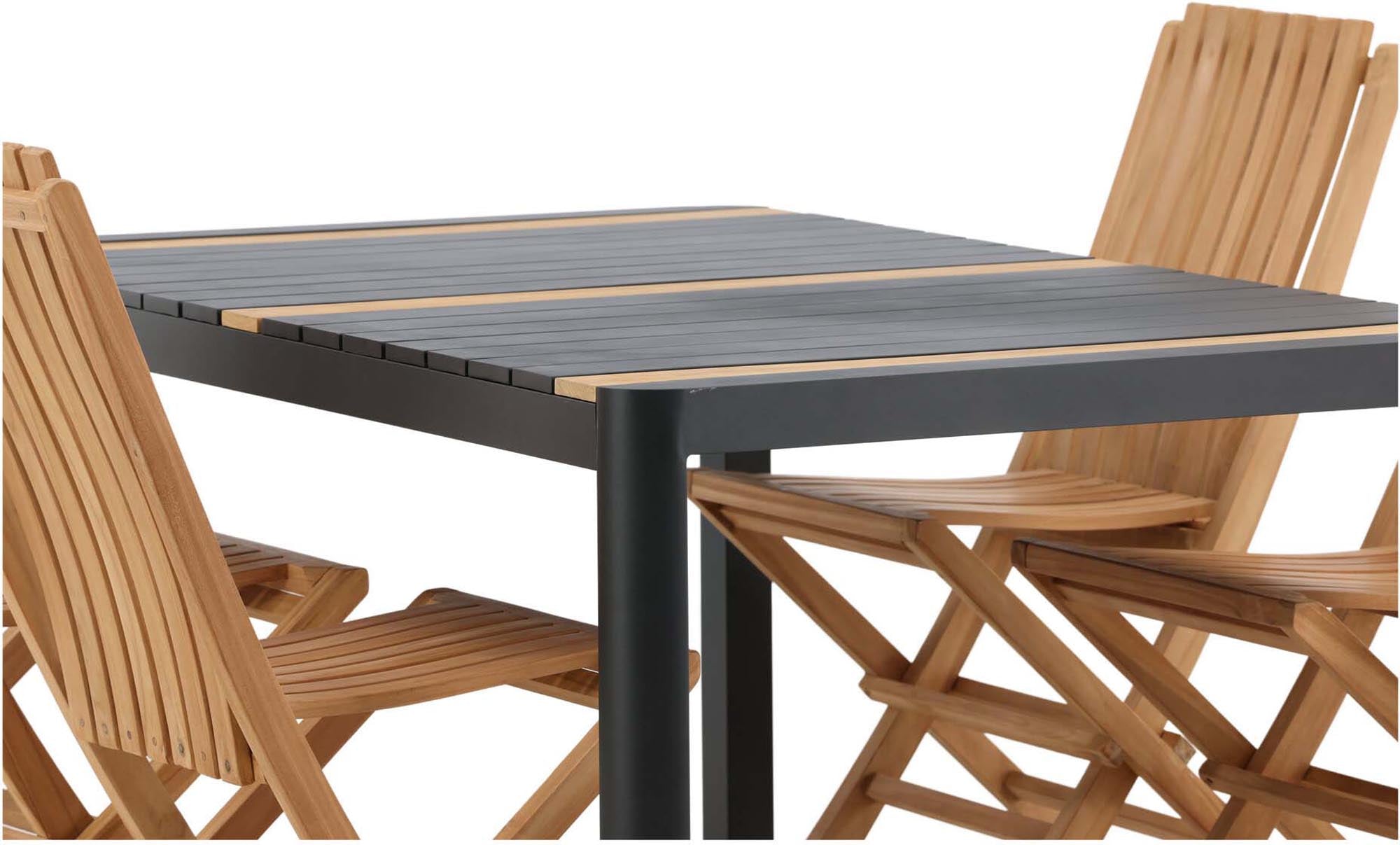 Venture Home Togo Outdoor-Tischset: Elegantes Teakholz und modernes Design für gesellige Stunden im Freien. Ideal für Terrasse und Garten!