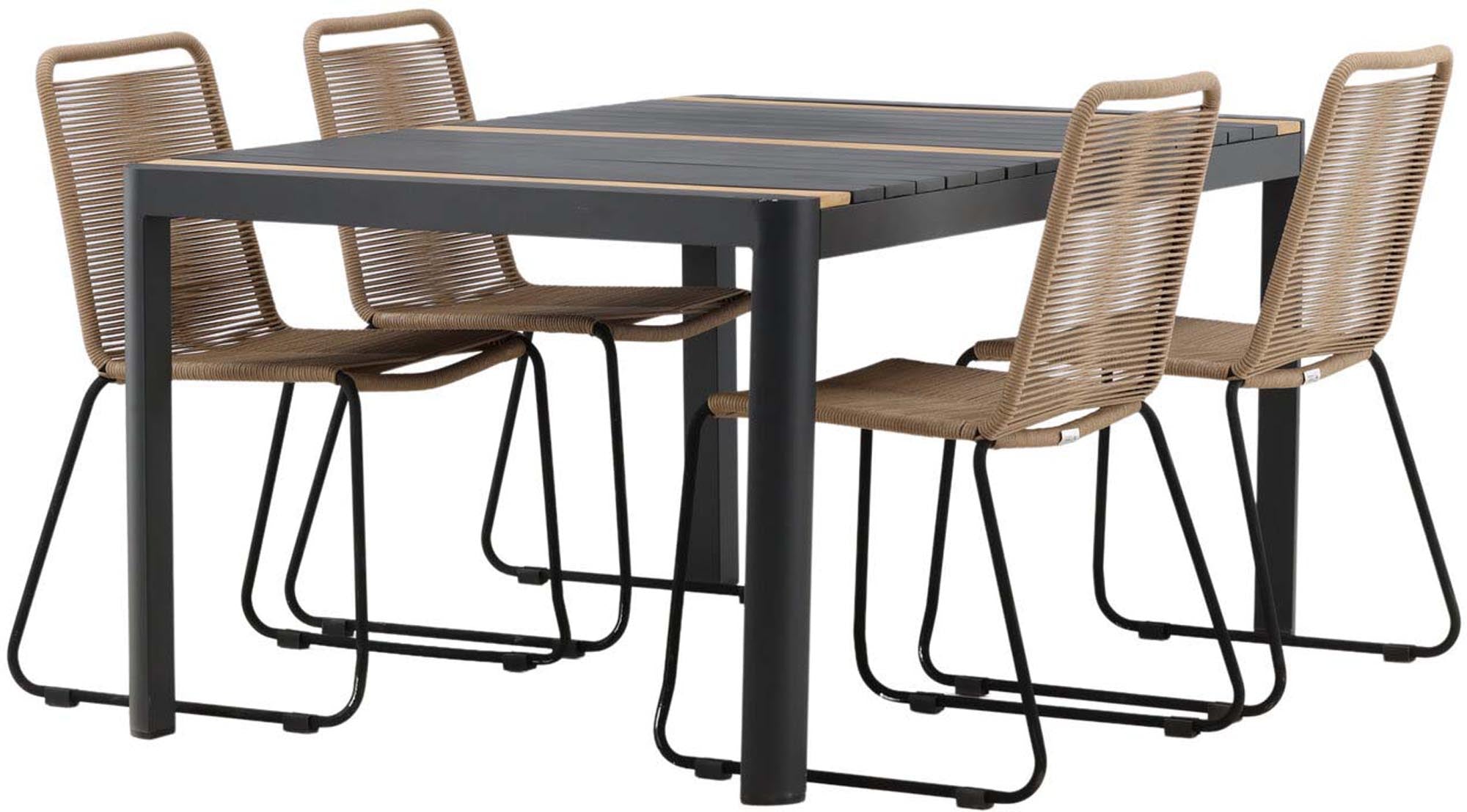 Stilvolles Togo Outdoor-Tischset für 4 Personen, perfekt für gesellige Abende im Freien. Wetterfest und elegant für jeden Anlass.