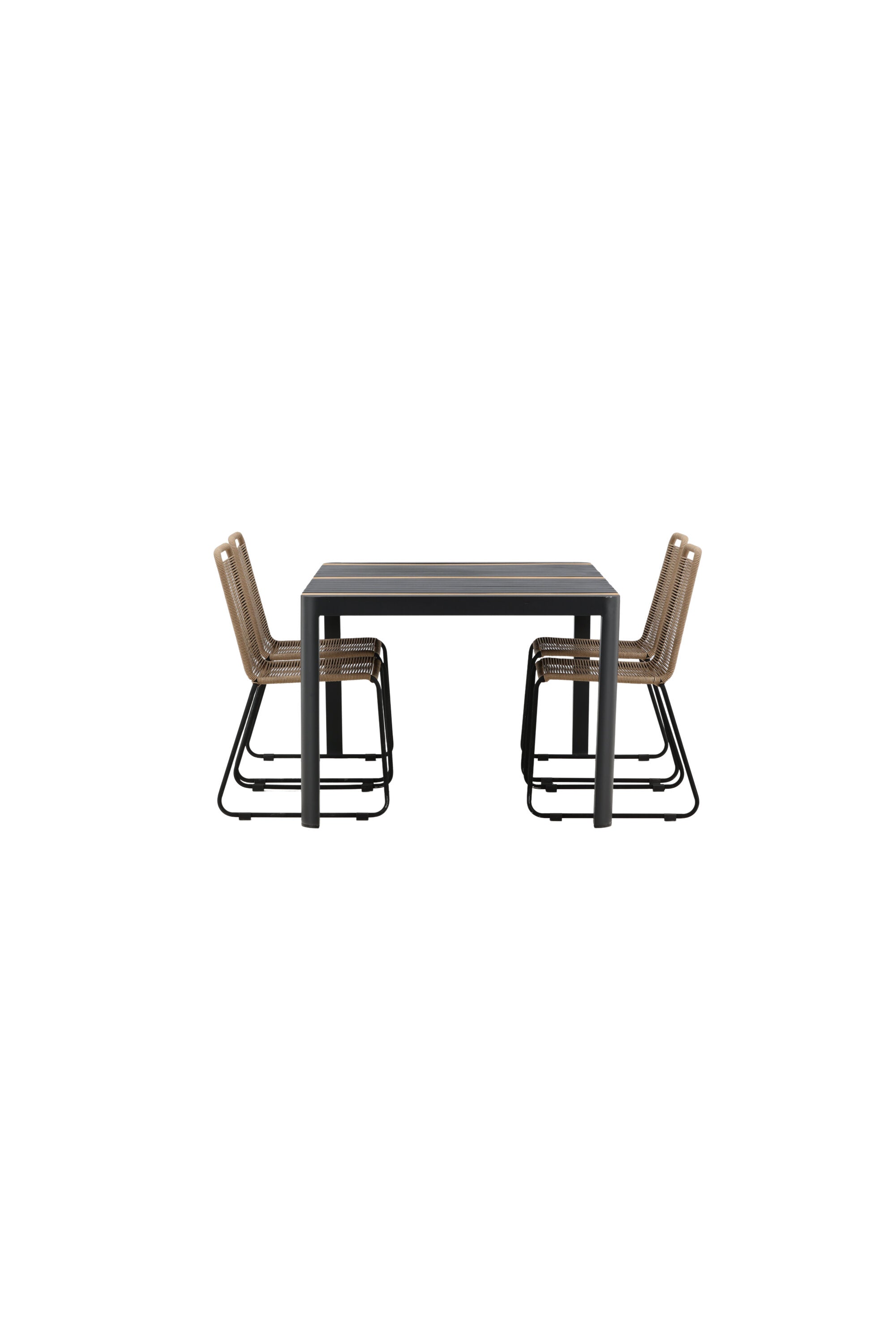 Togo Outdoor-Tischset + Lindos 150cm/4St. in Schwarz / Natur präsentiert im Onlineshop von KAQTU Design AG. Gartentischset ist von Venture Home