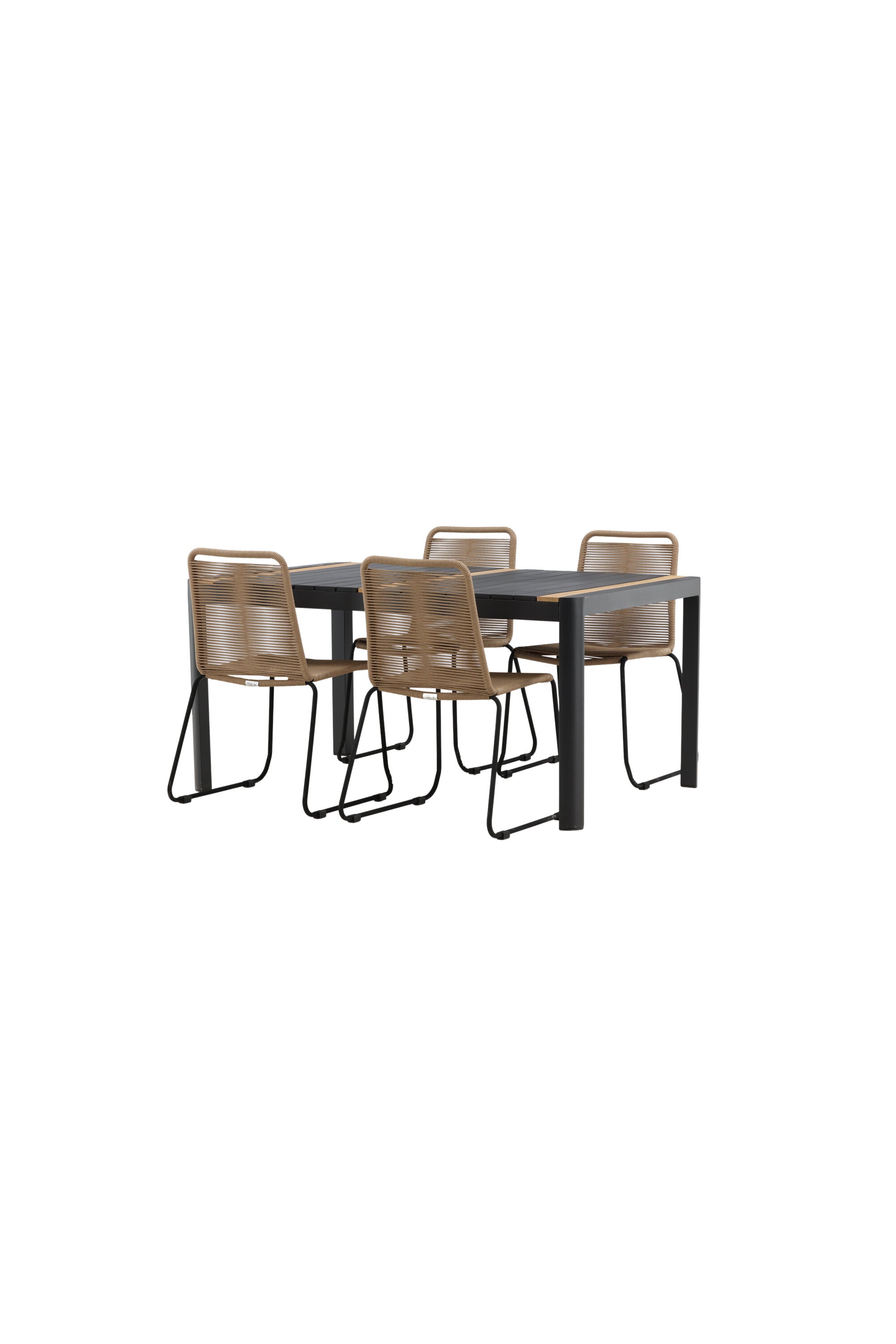 Togo Outdoor-Tischset + Lindos 150cm/4St. in Schwarz / Natur präsentiert im Onlineshop von KAQTU Design AG. Gartentischset ist von Venture Home