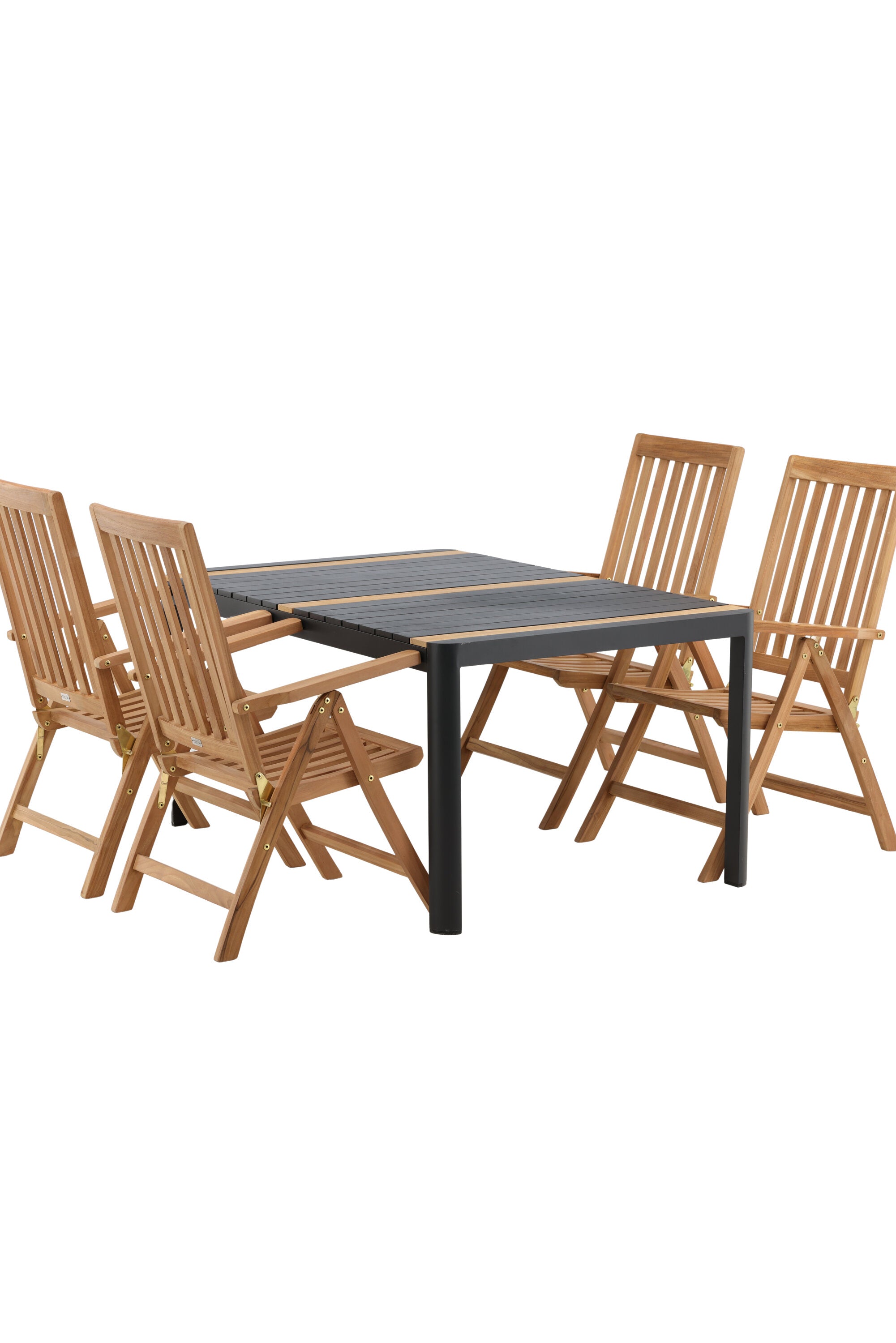 Togo Outdoor-Tischset + Kenya 150cm/4St. in Schwarz / Natur präsentiert im Onlineshop von KAQTU Design AG. Gartentischset ist von Venture Home