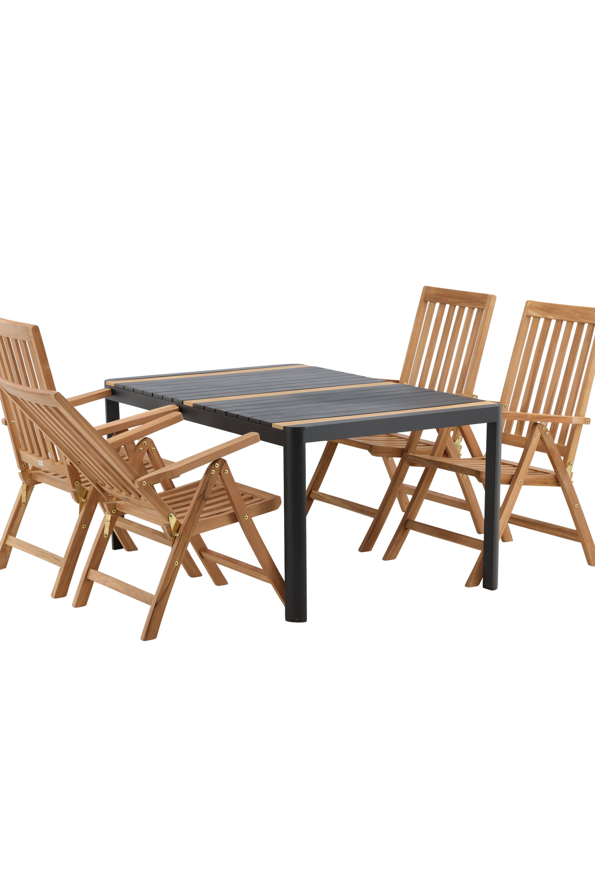 Togo Outdoor-Tischset + Kenya 150cm/4St. in Schwarz / Natur präsentiert im Onlineshop von KAQTU Design AG. Gartentischset ist von Venture Home