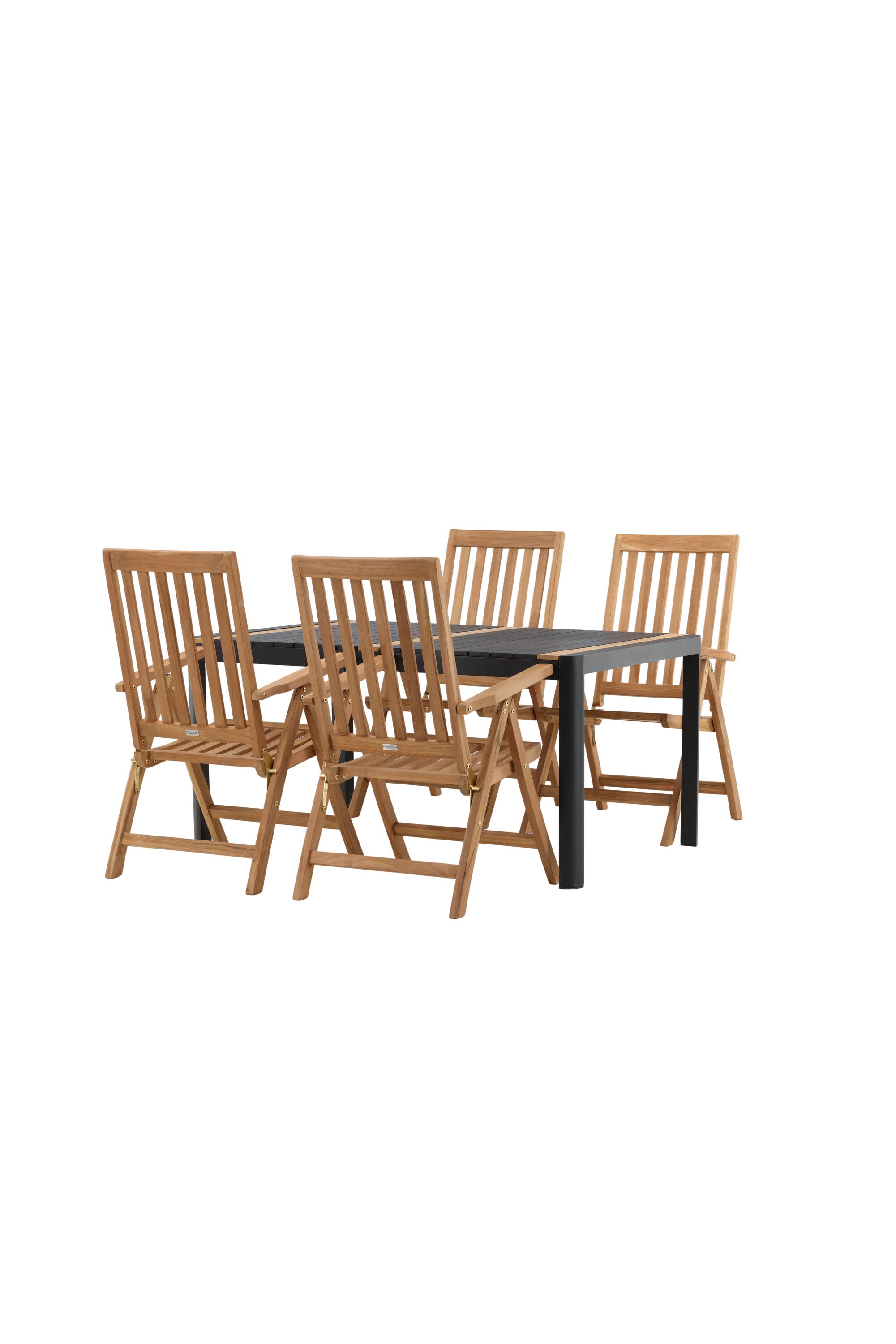 Togo Outdoor-Tischset + Kenya 150cm/4St. in Schwarz / Natur präsentiert im Onlineshop von KAQTU Design AG. Gartentischset ist von Venture Home
