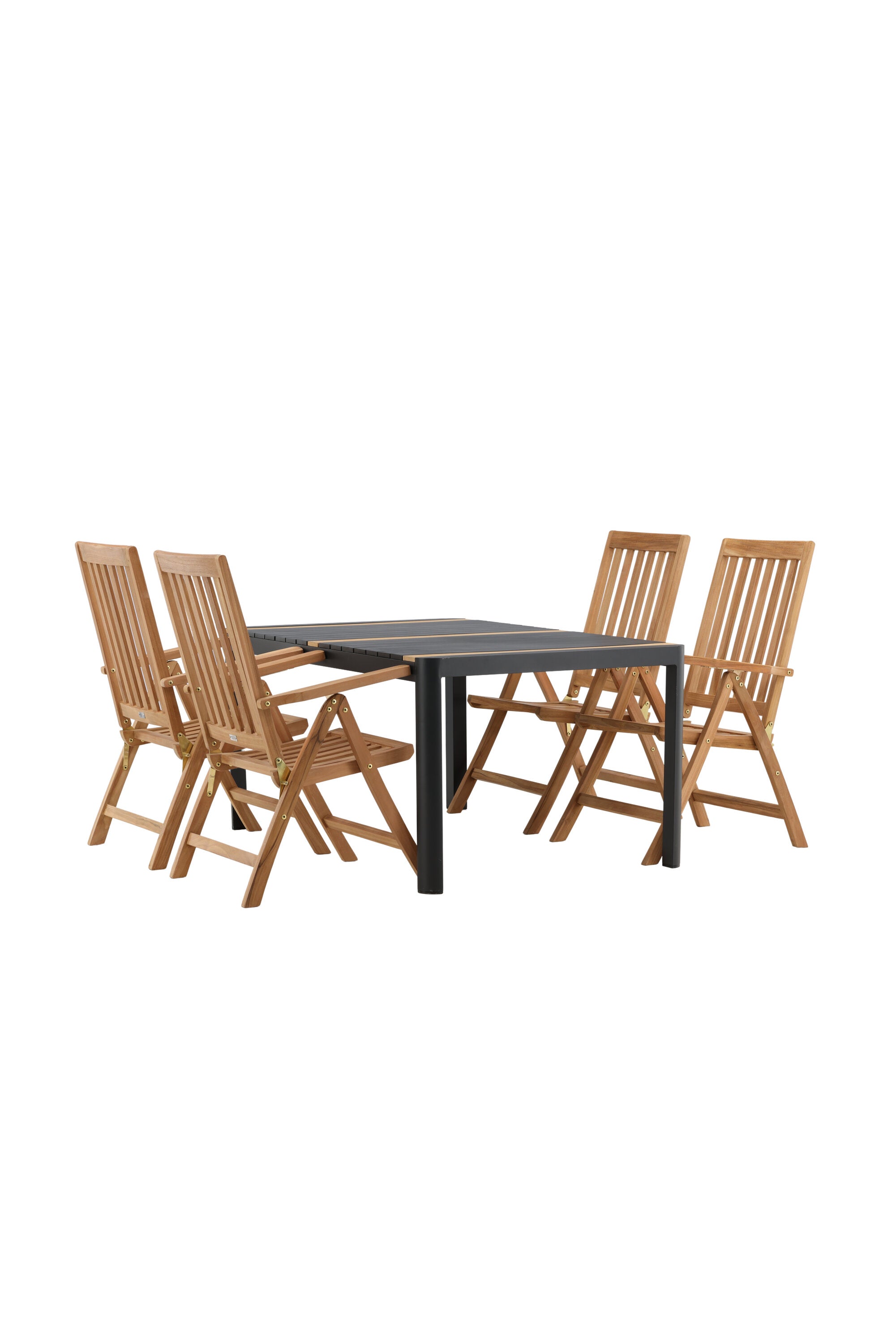 Togo Outdoor-Tischset + Kenya 150cm/4St. in Schwarz / Natur präsentiert im Onlineshop von KAQTU Design AG. Gartentischset ist von Venture Home
