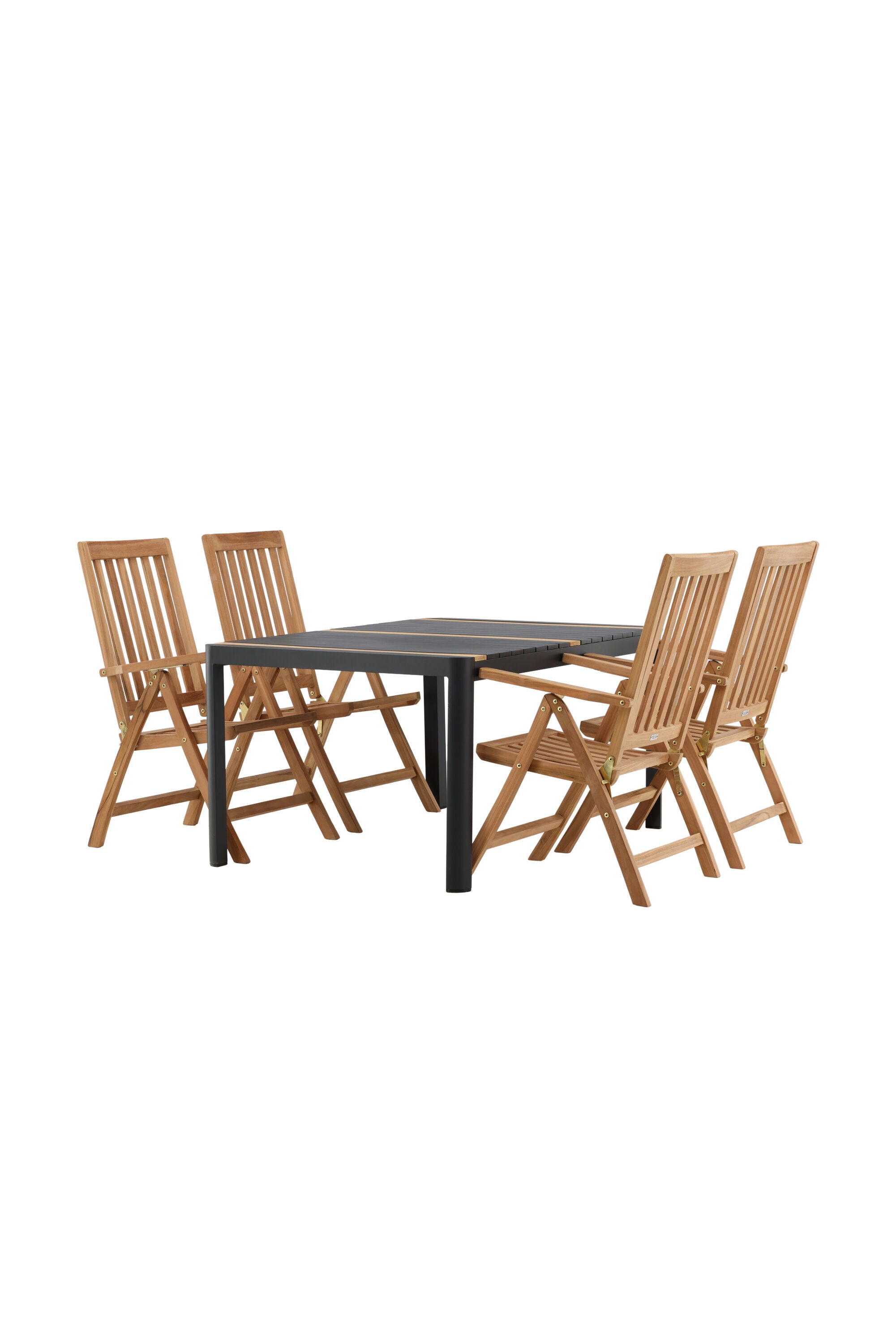 Togo Outdoor-Tischset + Kenya 150cm/4St. in Schwarz / Natur präsentiert im Onlineshop von KAQTU Design AG. Gartentischset ist von Venture Home