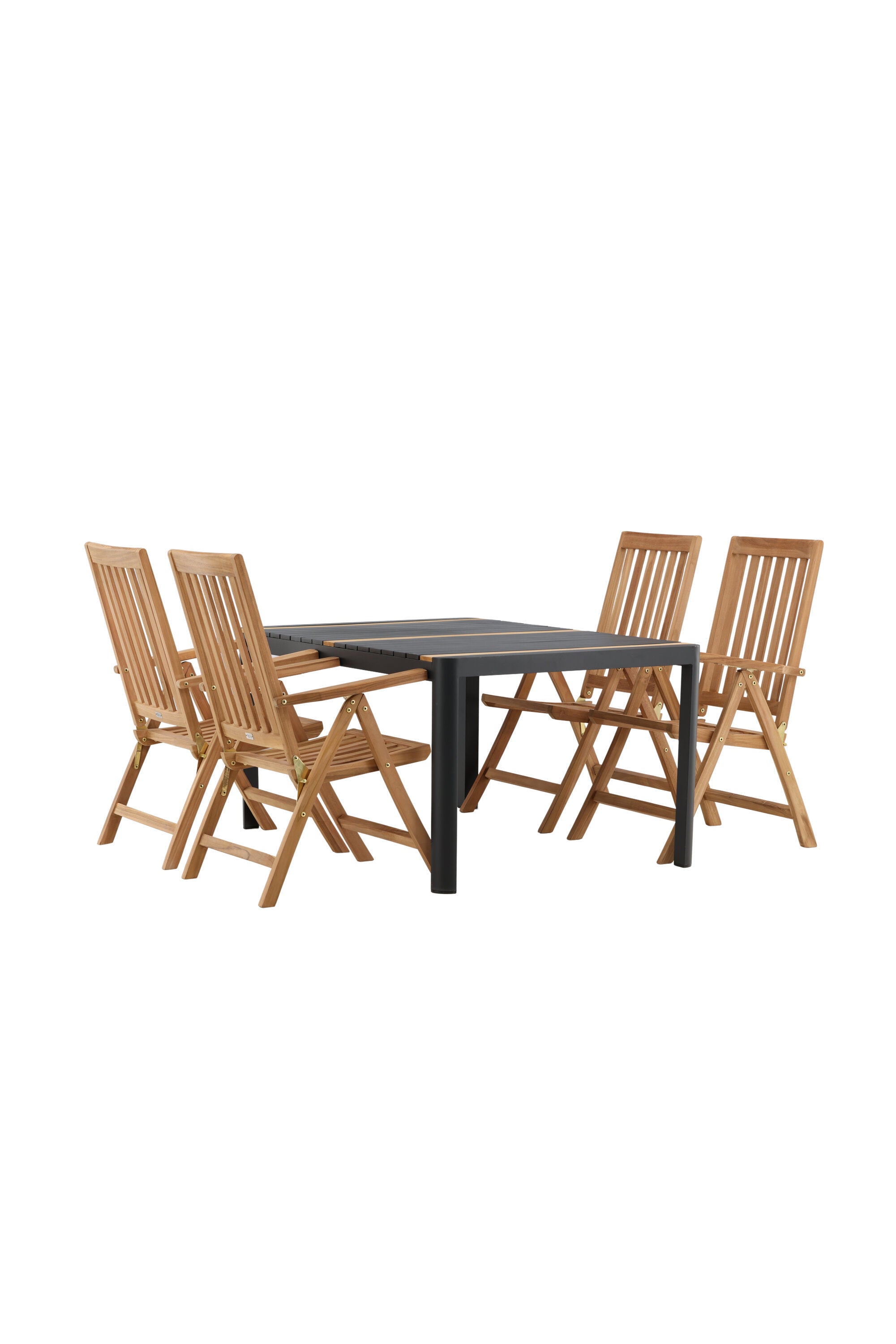 Togo Outdoor-Tischset + Kenya 150cm/4St. in Schwarz / Natur präsentiert im Onlineshop von KAQTU Design AG. Gartentischset ist von Venture Home