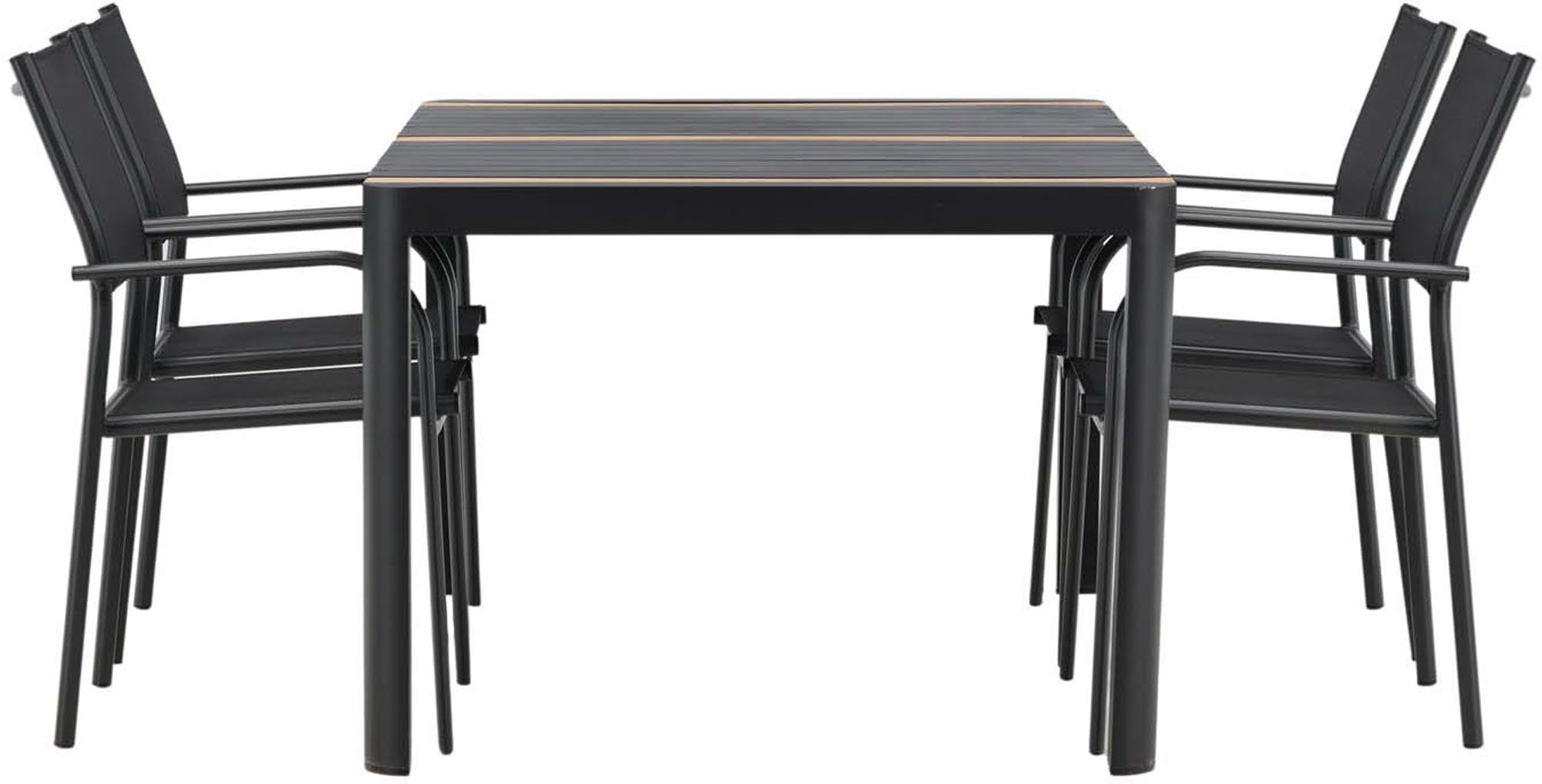 Entdecken Sie das Togo Outdoor-Tischset + Santorini 150cm/4St. von Venture Home – stilvoll, langlebig und perfekt für Ihren Garten!