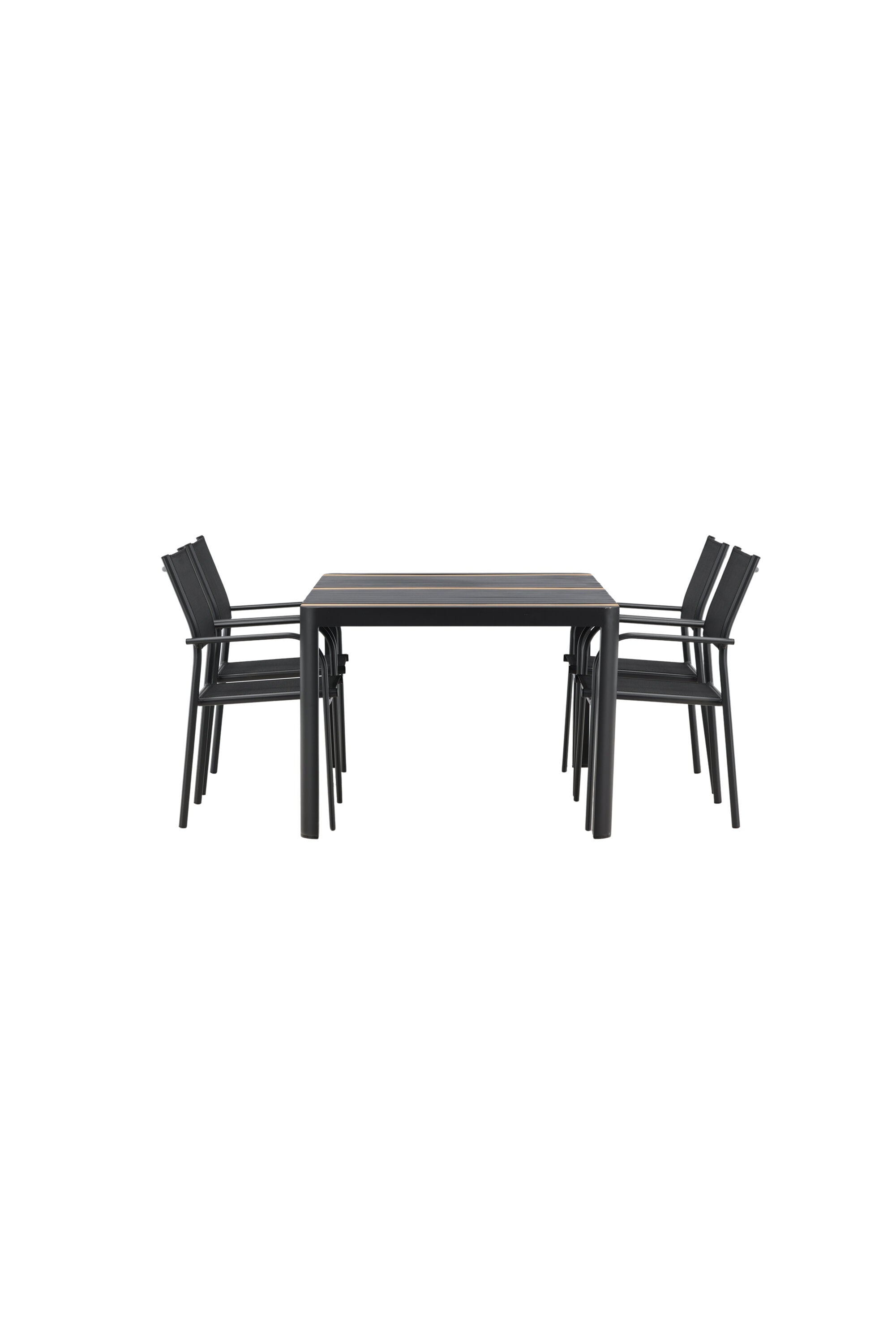 Togo Outdoor-Tischset + Santorini 150cm/4St. in Schwarz präsentiert im Onlineshop von KAQTU Design AG. Gartentischset ist von Venture Home