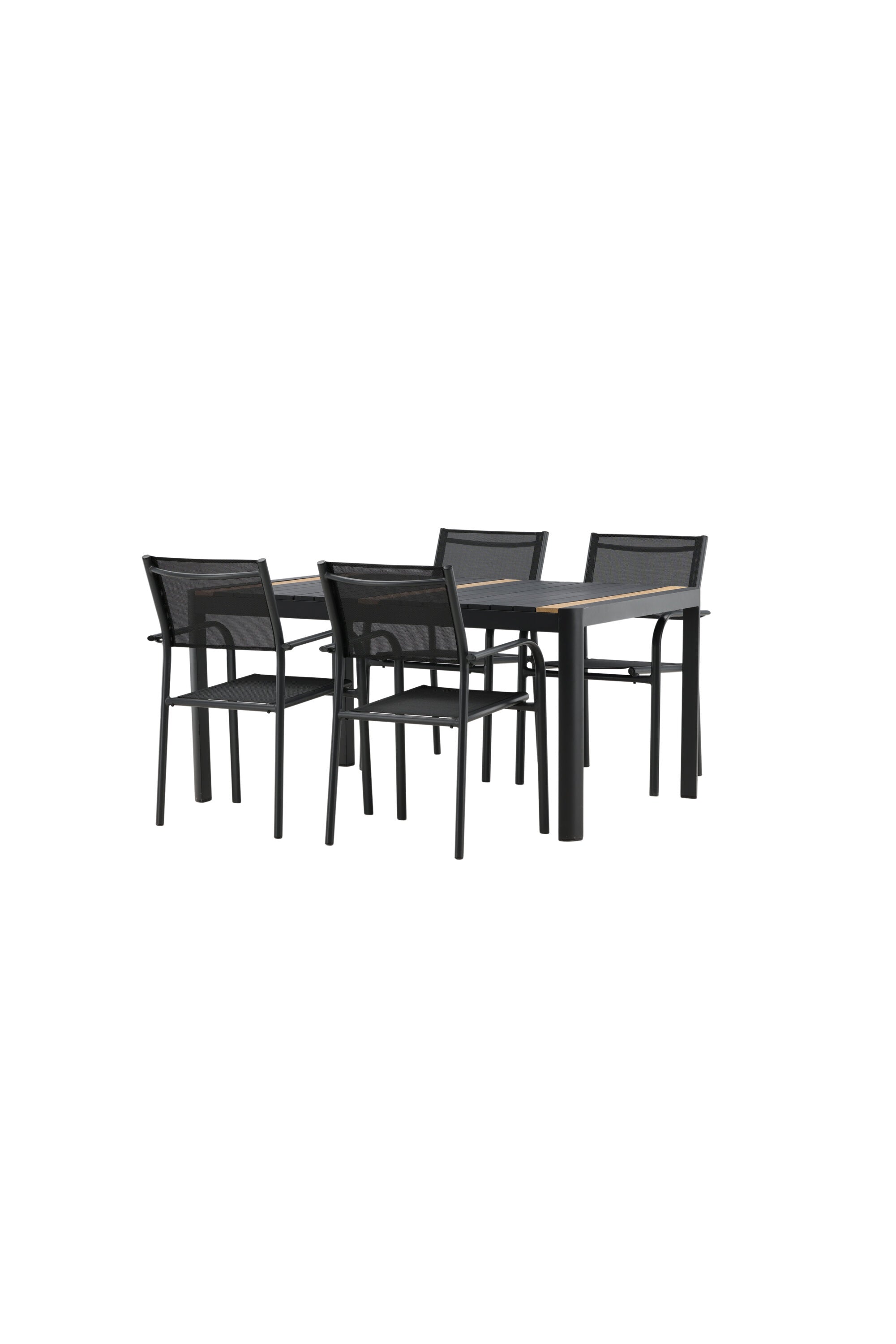Togo Outdoor-Tischset + Santorini 150cm/4St. in Schwarz präsentiert im Onlineshop von KAQTU Design AG. Gartentischset ist von Venture Home