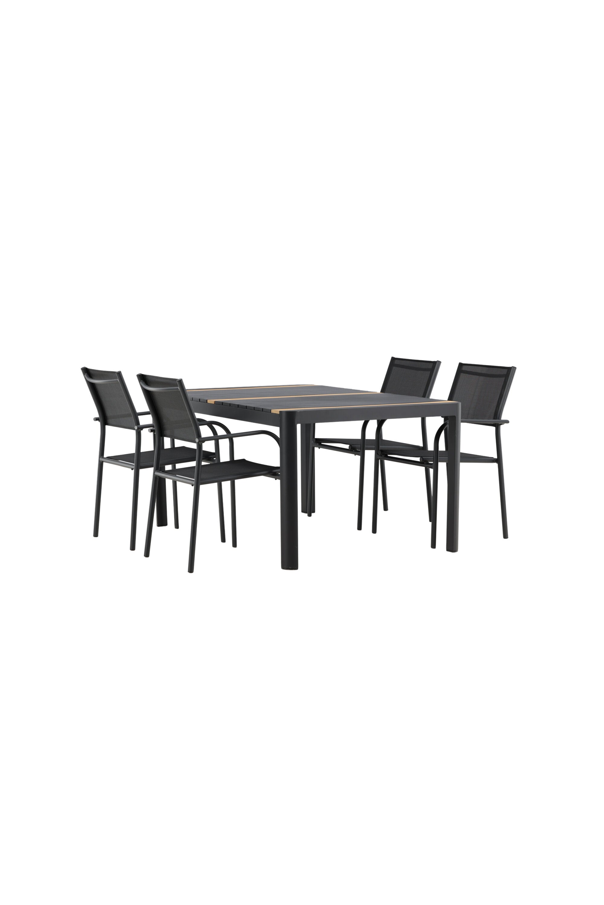 Togo Outdoor-Tischset + Santorini 150cm/4St. in Schwarz präsentiert im Onlineshop von KAQTU Design AG. Gartentischset ist von Venture Home