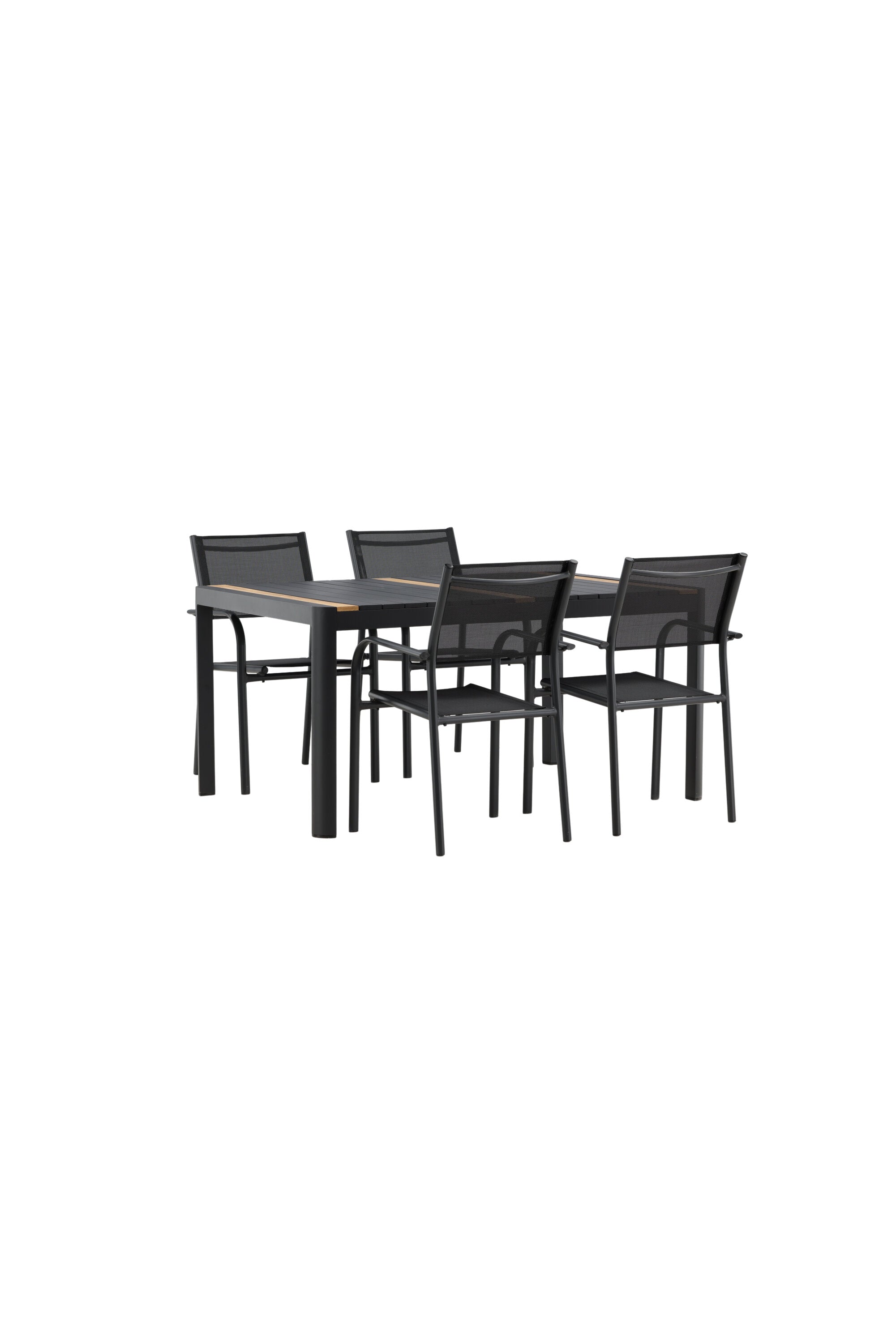 Togo Outdoor-Tischset + Santorini 150cm/4St. in Schwarz präsentiert im Onlineshop von KAQTU Design AG. Gartentischset ist von Venture Home