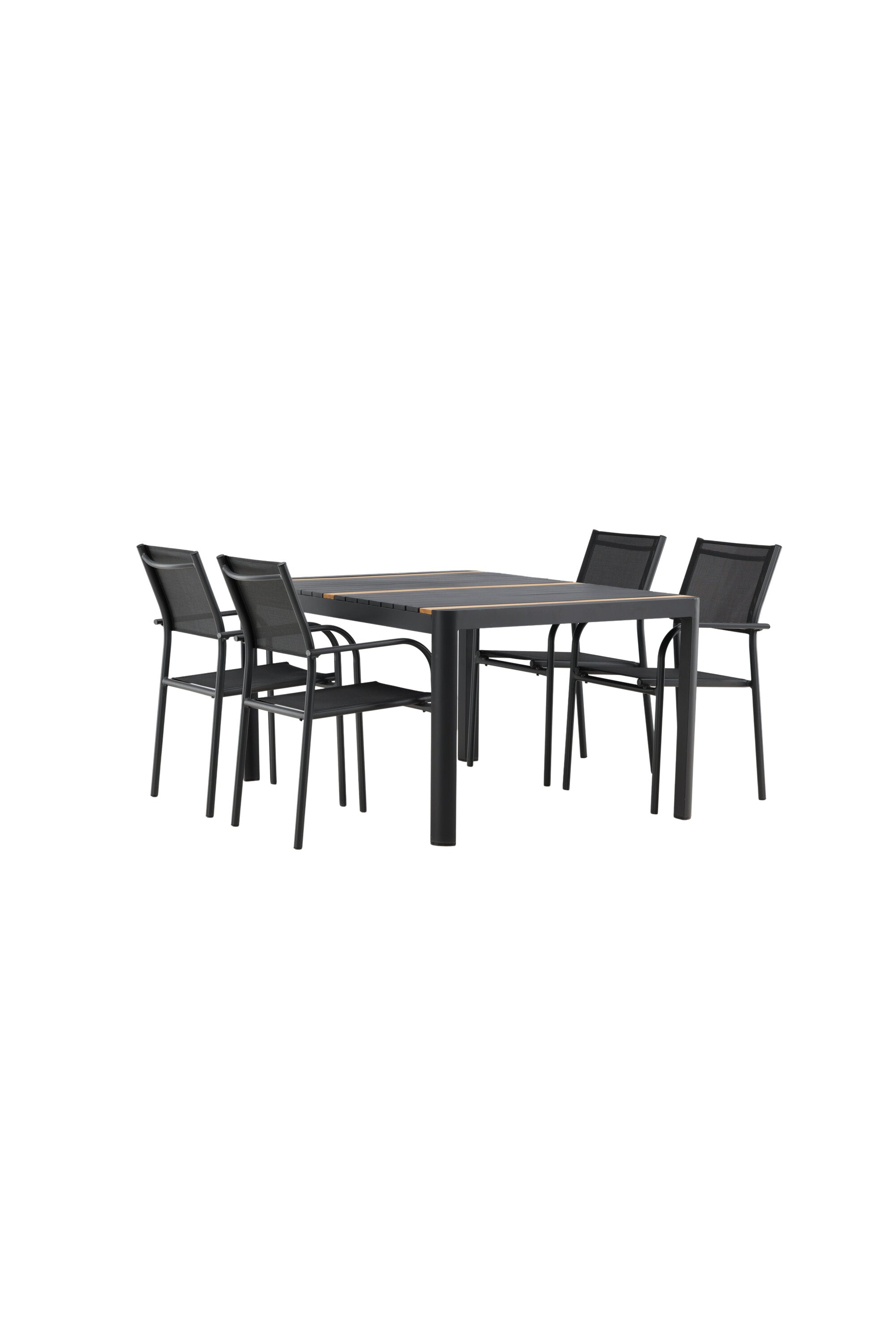 Togo Outdoor-Tischset + Santorini 150cm/4St. in Schwarz präsentiert im Onlineshop von KAQTU Design AG. Gartentischset ist von Venture Home