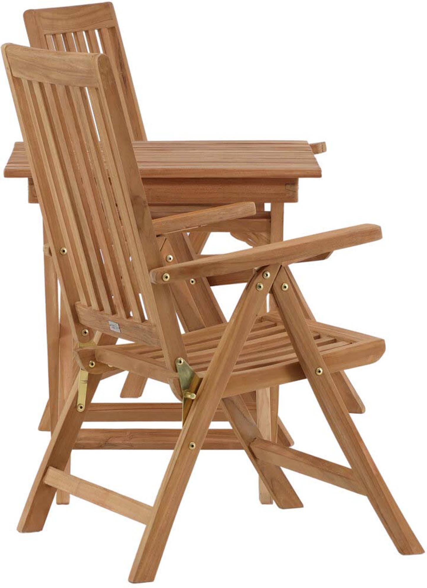 Stilvolles Ghana Tischset mit klappbaren Kenya Stühlen aus hochwertigem Teakholz – perfekt für entspannte Stunden im Freien!