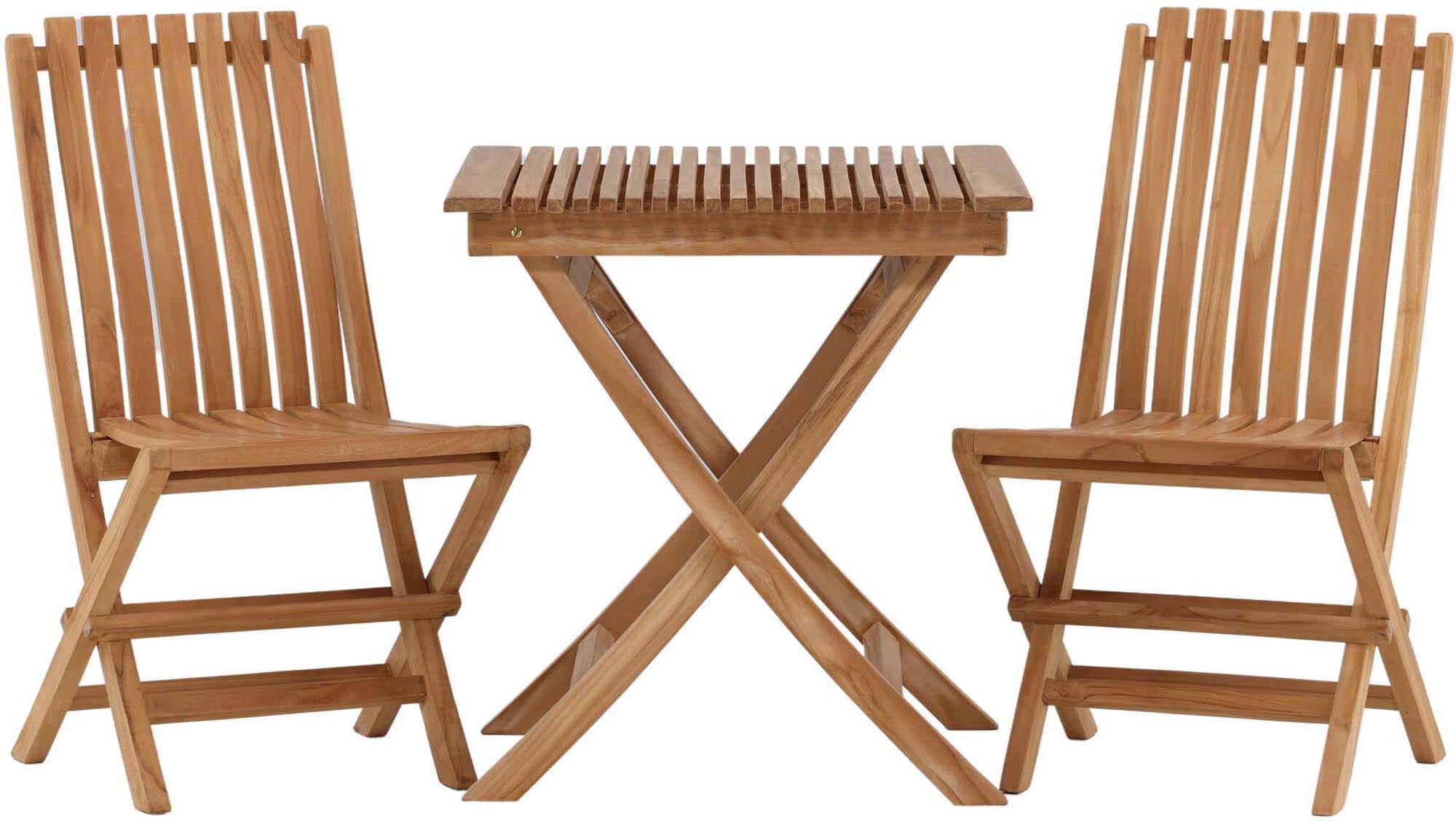 Ghana Outdoor-Tischset von Venture Home: Stilvolles Teakholz-Set, klappbar für platzsparende Nutzung. Ideal für gemütliche Stunden im Freien.